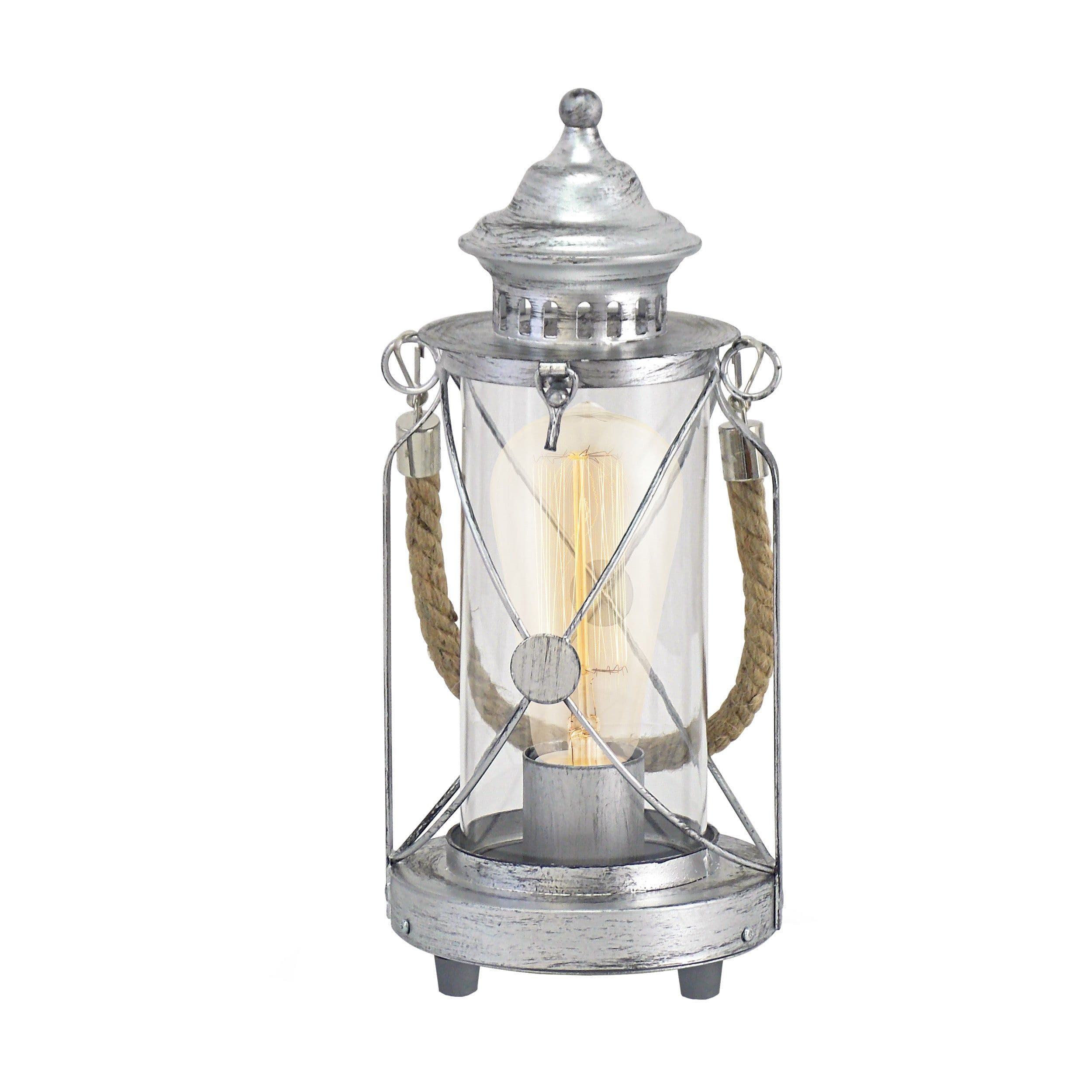 Table Lamp Desk Light Antique & Glass Lantern Shade 1 x 60W E27 Bulb