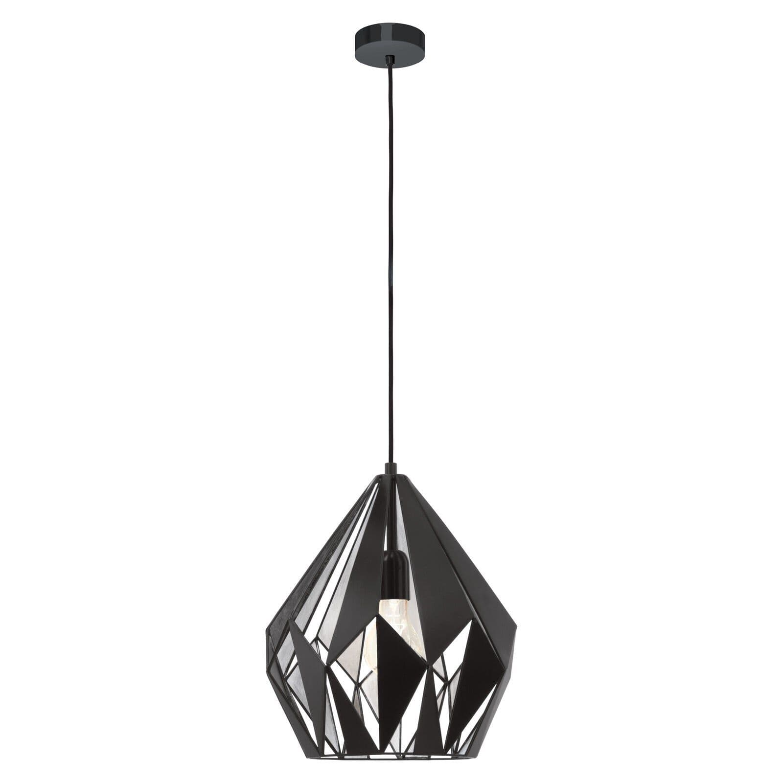 Hanging Ceiling Pendant Light & Silver Geometric 1x 60W E27 Feature Lamp