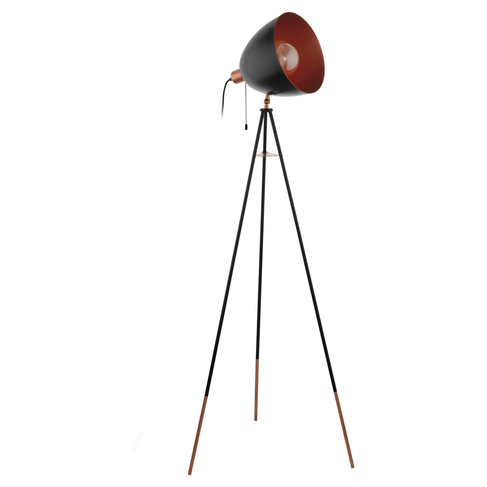 Tripod Floor Lamp Light & Copper Shade 1 x 60W E27 Bulb Standard