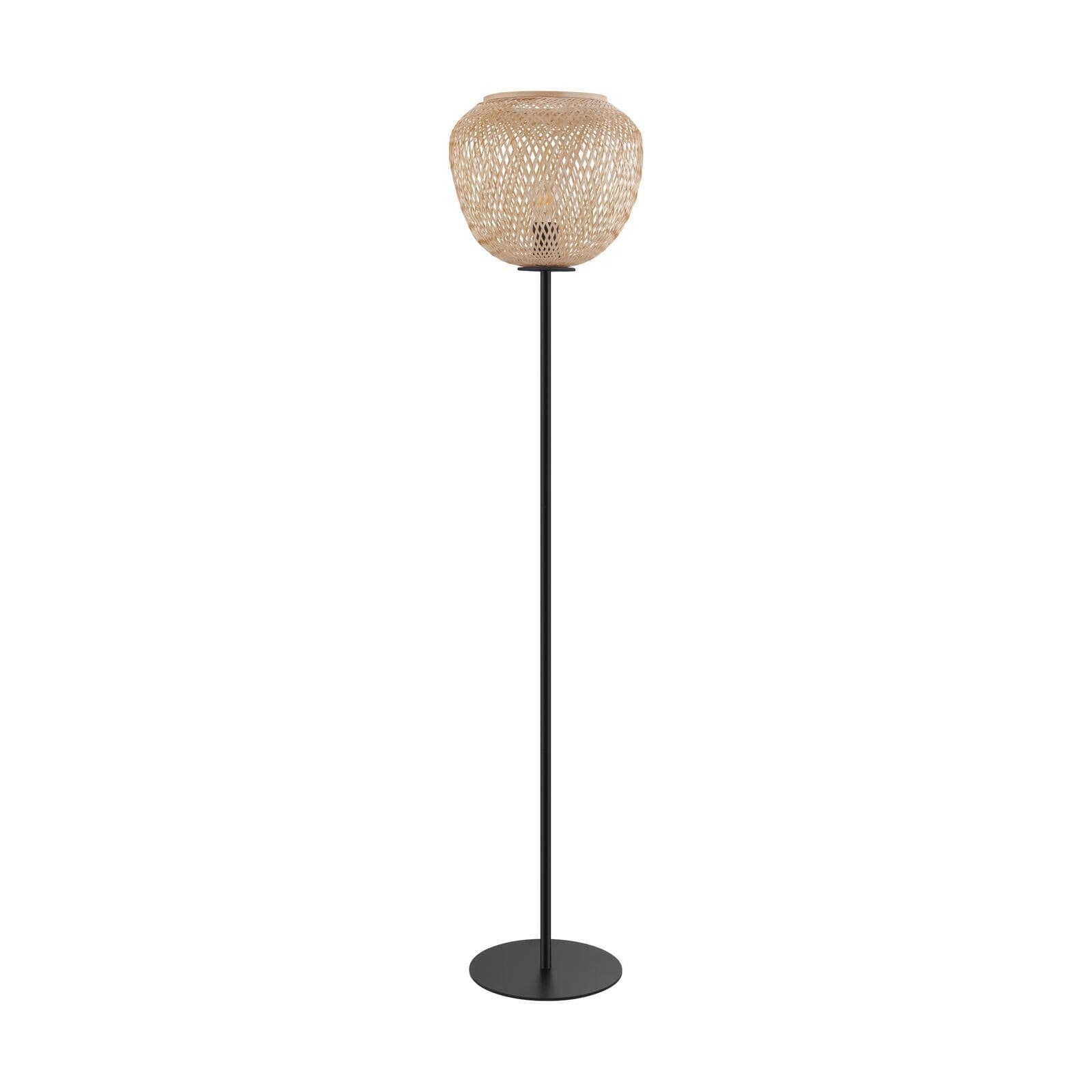 Standing Floor Lamp Light & Wicker 1 x 40W E27 Bulb Tall Living Room