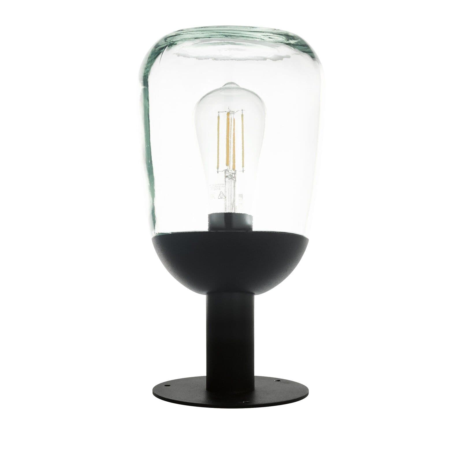IP44 Outdoor Pedestal Light Aluminium & Glass 60W E27 Bulb Wall Post
