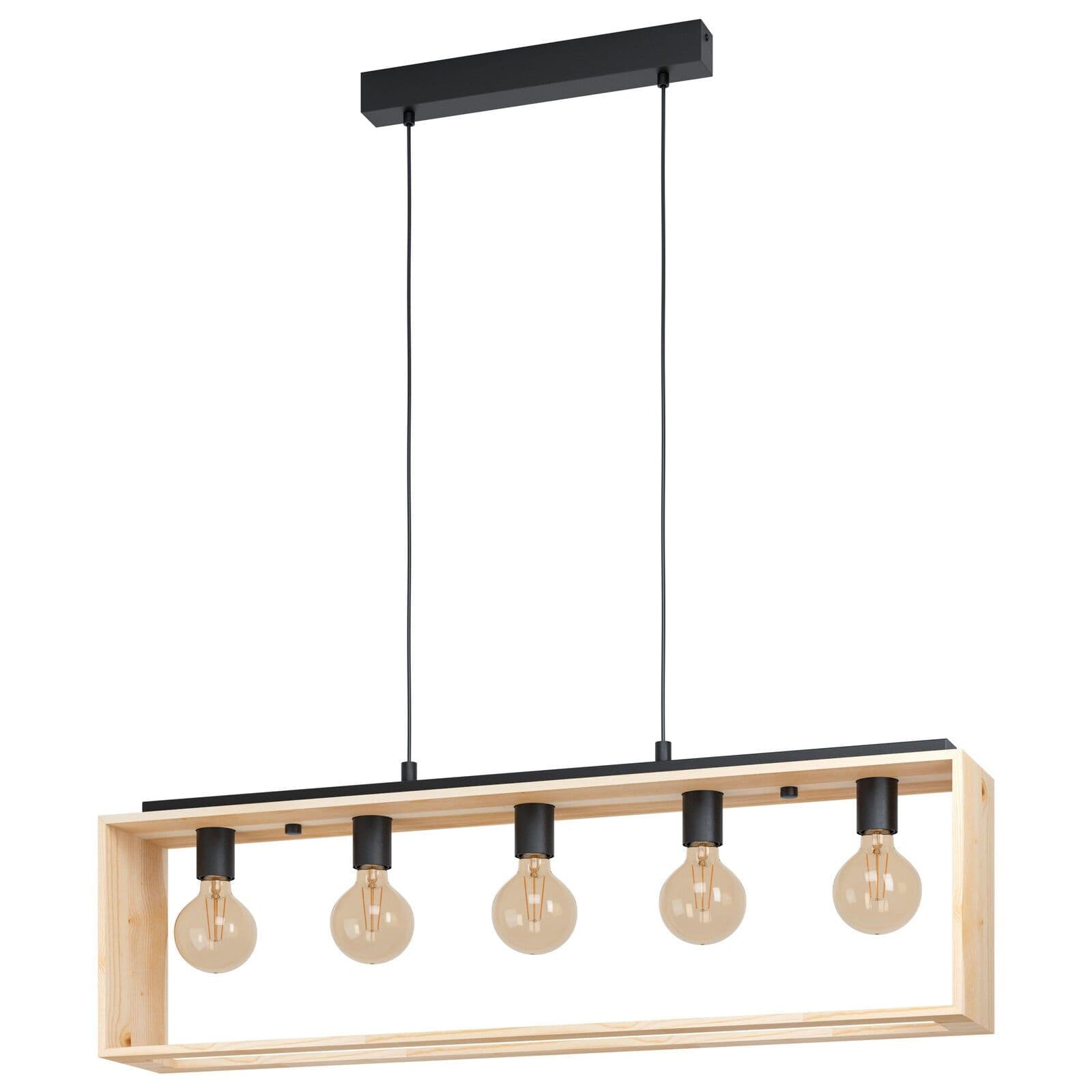 Hanging Ceiling Pendant Light & Natural Wood 5x 40W E27 Kitchen Island