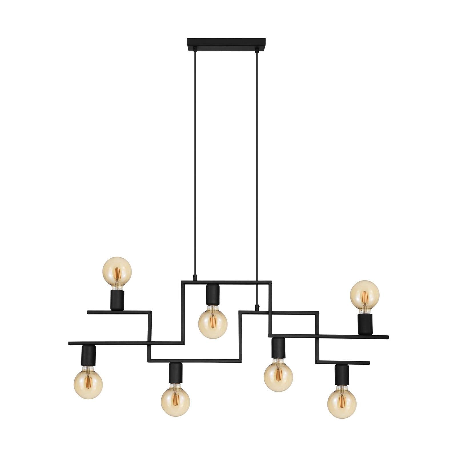 Hanging Ceiling Pendant Light Industrial 7x E27 Multi Lamp Table Feature