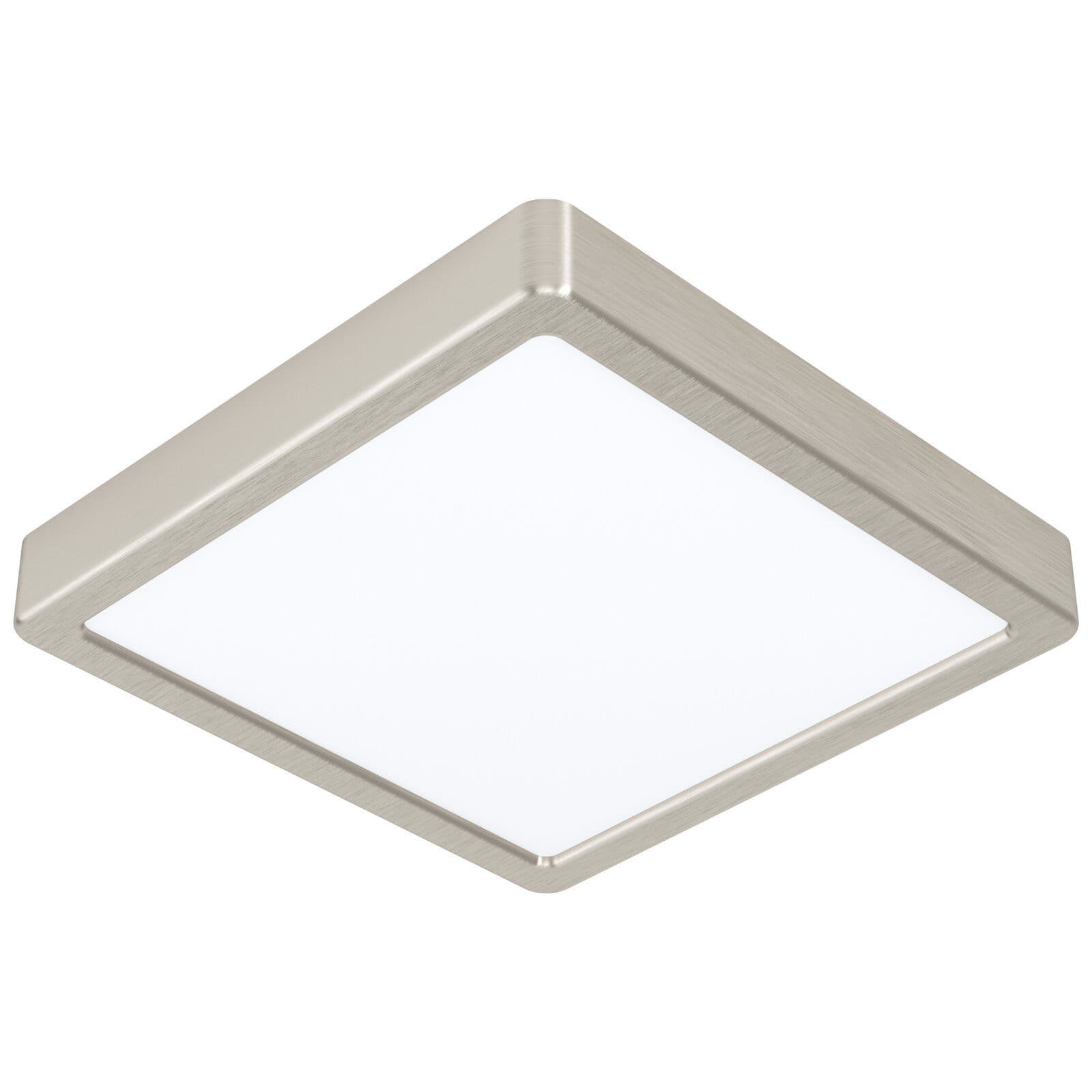 Wall Ceiling Light Satin Nickel 210mm Square Surface Mounted 16.5W LED 4000K
