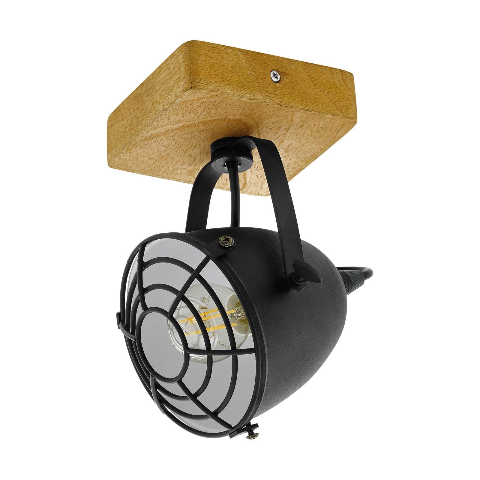 Wall Ceiling Light & Wood Adjustable Spotlight 1 x 40W E14 Bulb