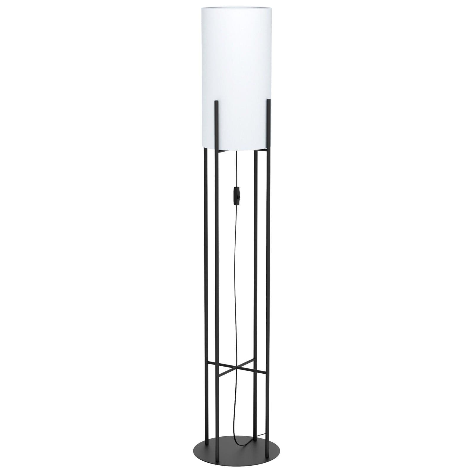 Standing Floor Lamp Light & White Fabric 1 x 60W E27 Bulb Living Room
