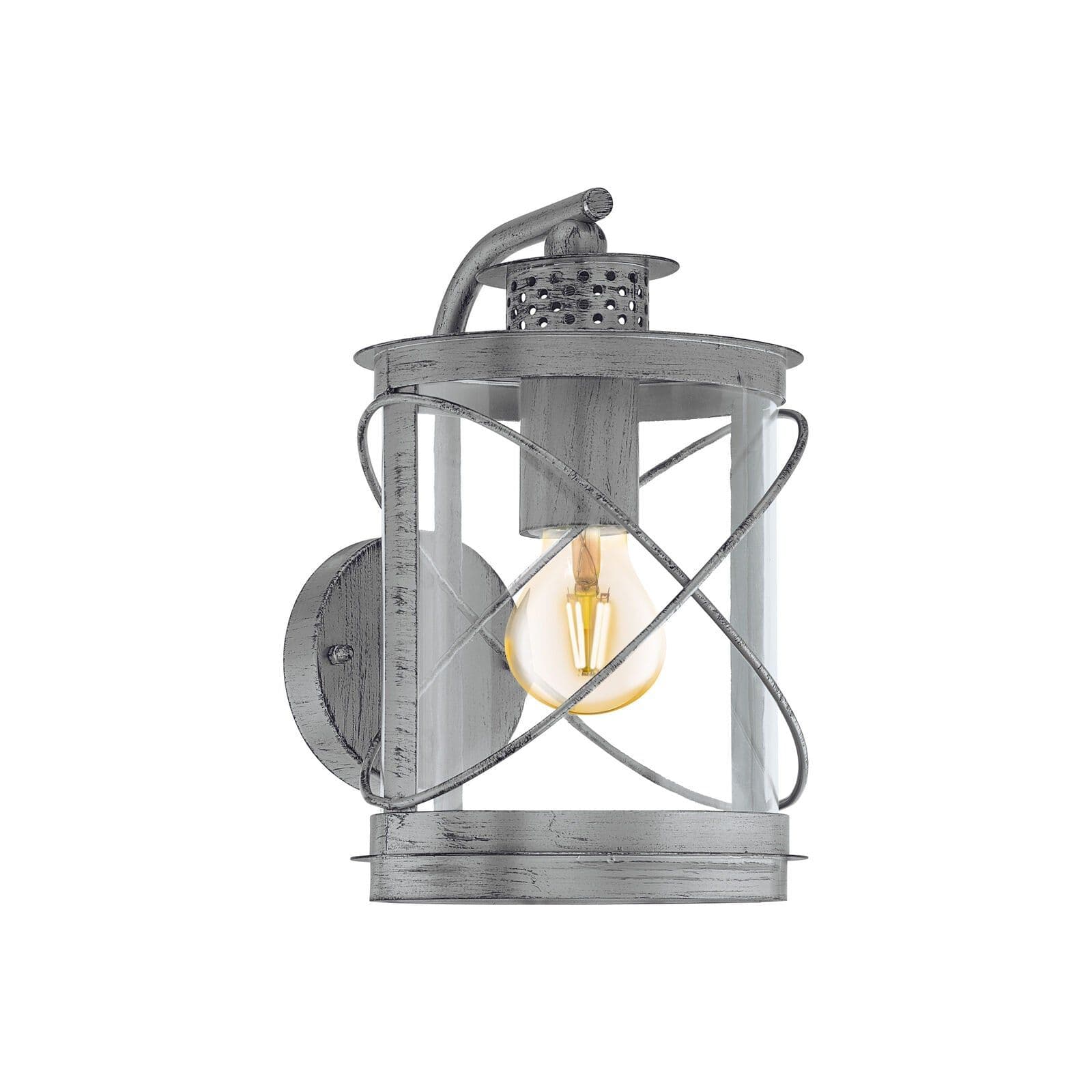 IP44 Outdoor Wall Light Antique & Glass Loop Lantern 1 x 60W E27 Bulb