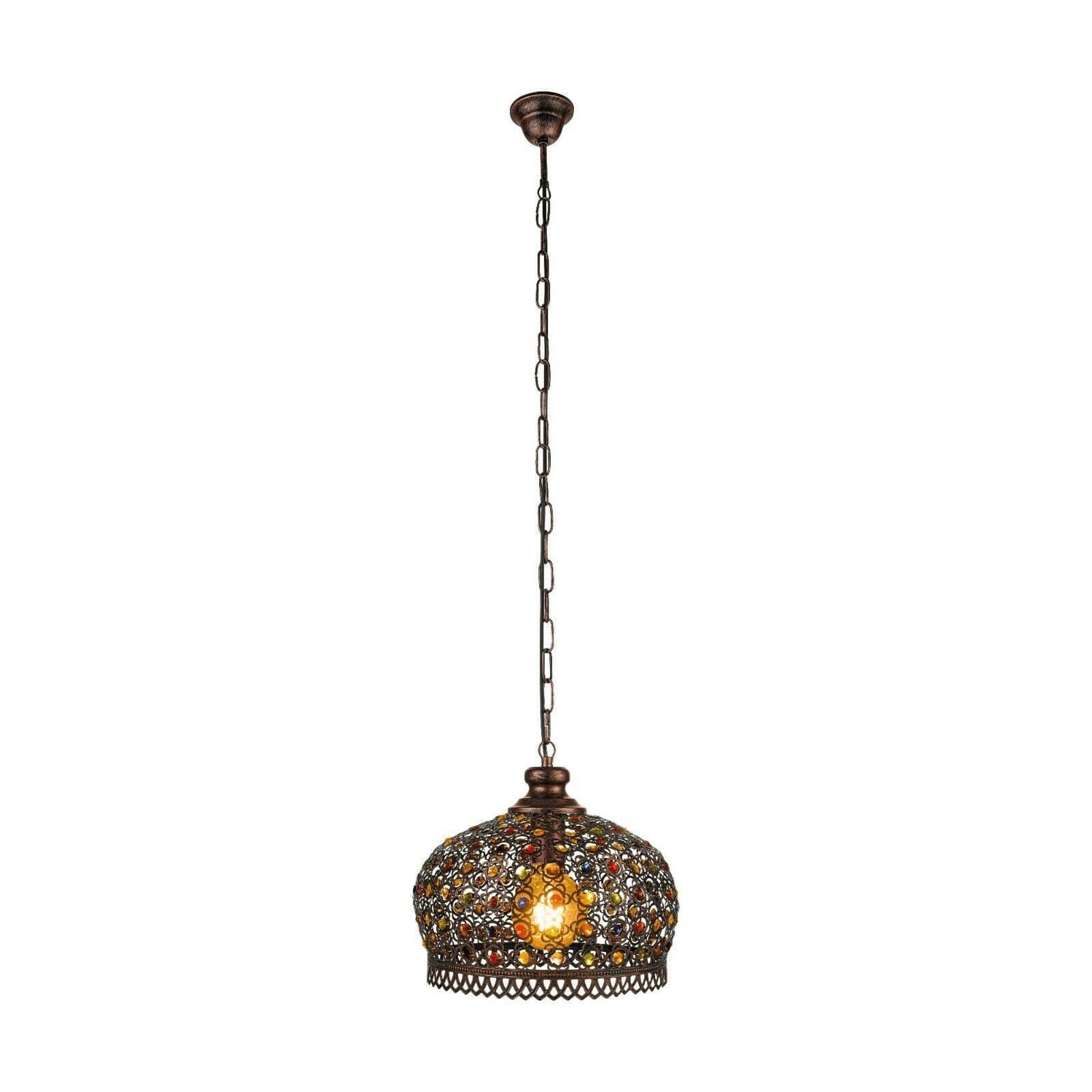 Hanging Ceiling Pendant Light Antique & Coloured Glass 1 x 60W E27 Bulb