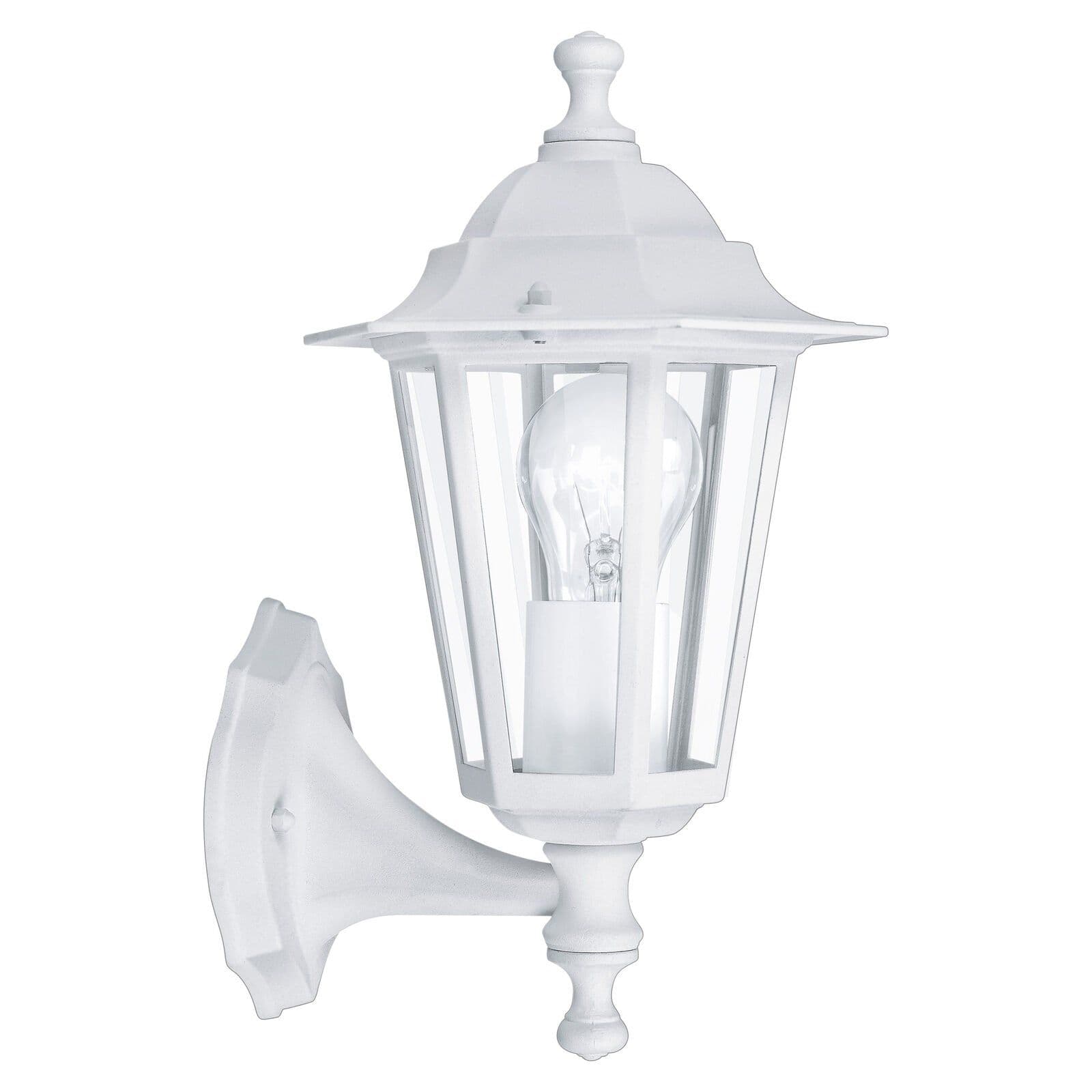 IP44 Outdoor Wall Light White Aluminium Lantern 1 x 60W E27 Bulb Porch Lamp Up
