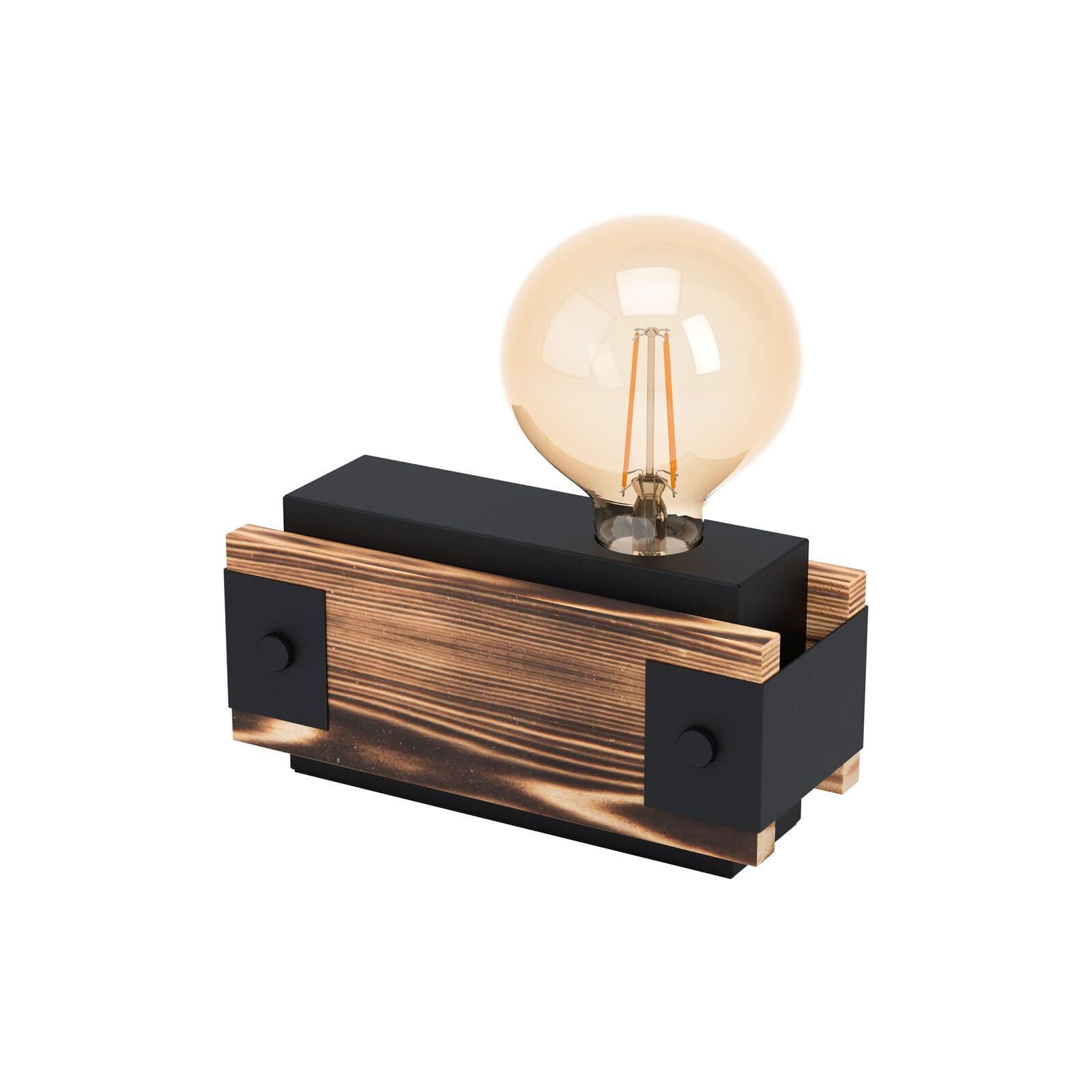 Table Lamp Desk Light Steel & Wood Bedside Box 1 x 16W E27 Bulb