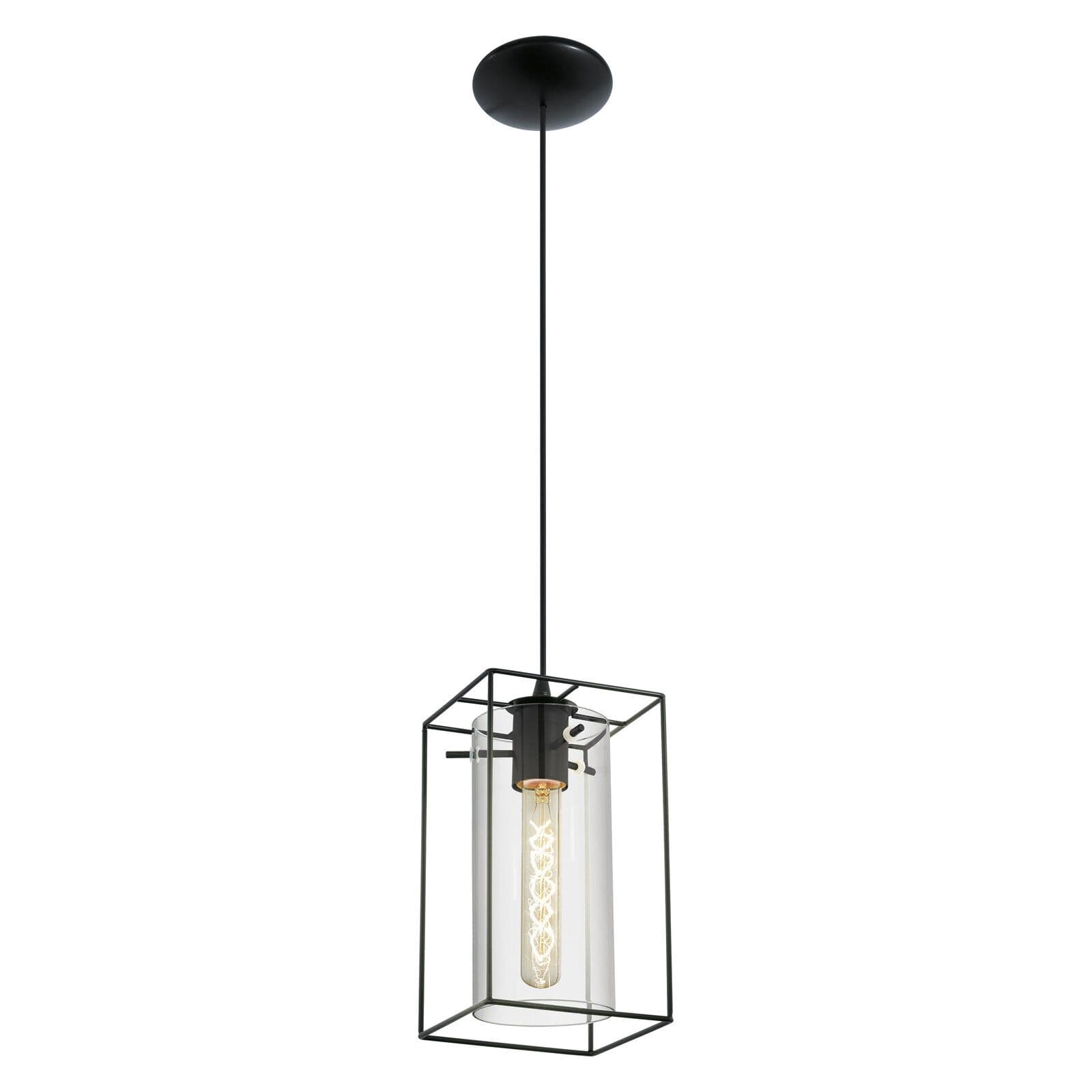 Hanging Ceiling Pendant Light Frame & Smoked Glass 1 x 60W E27 Lamp