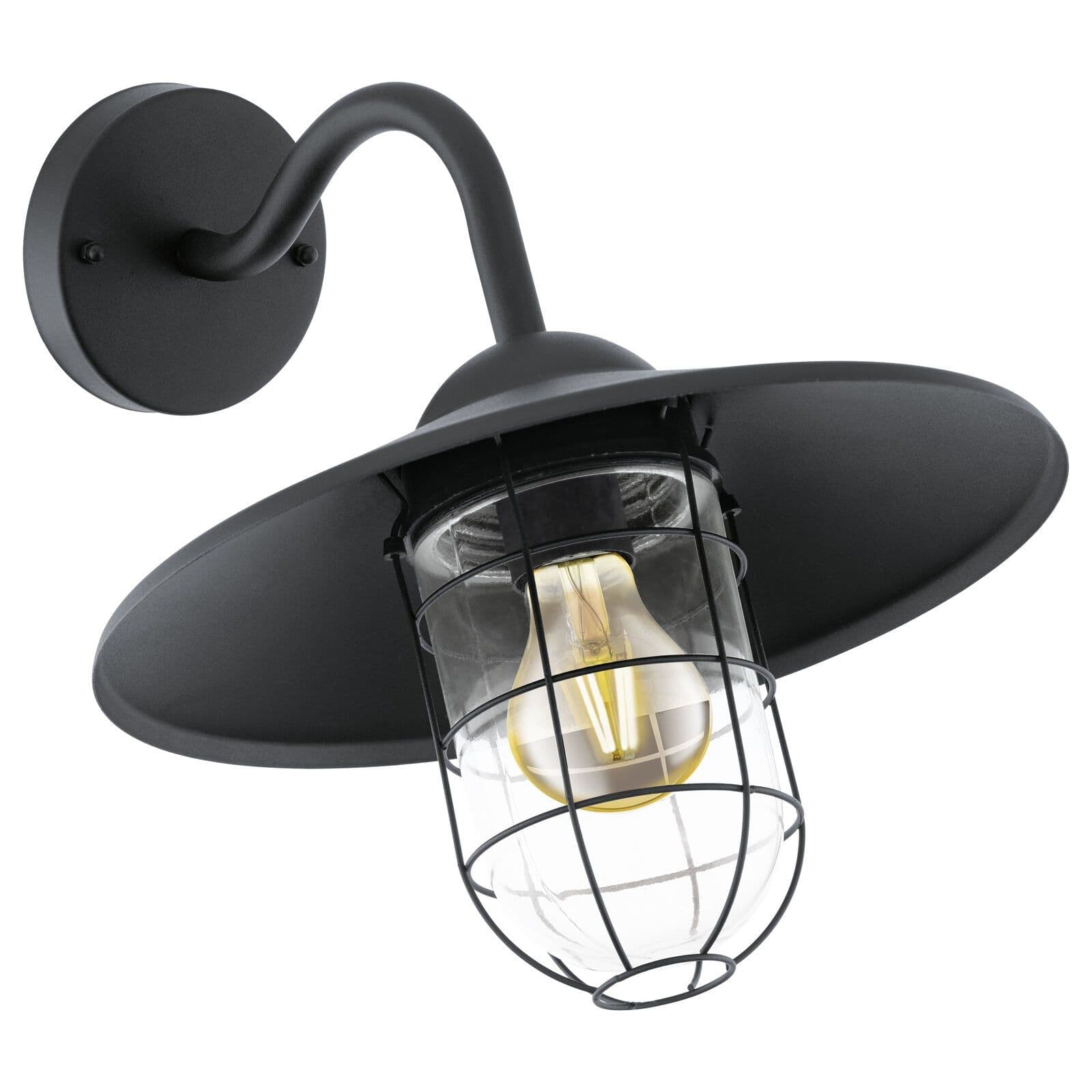 IP44 Outdoor Wall Light Cage Fisherman Shade 1 x 60W E27 Bulb Porch Lamp