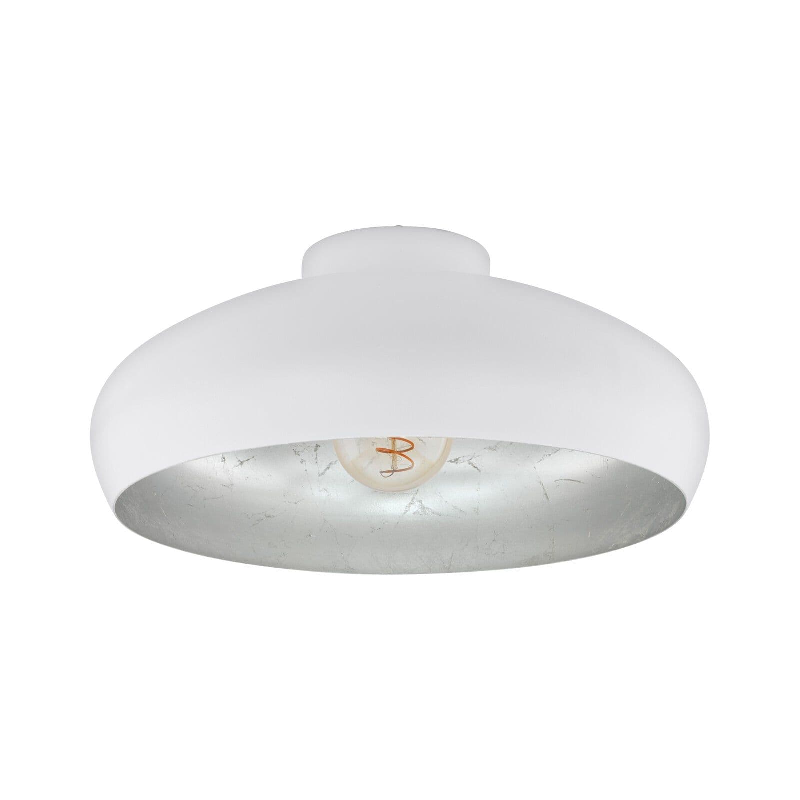 Semi Flush Ceiling Light & Silver Round Shade 1 x 60W E27 Bulb Feature
