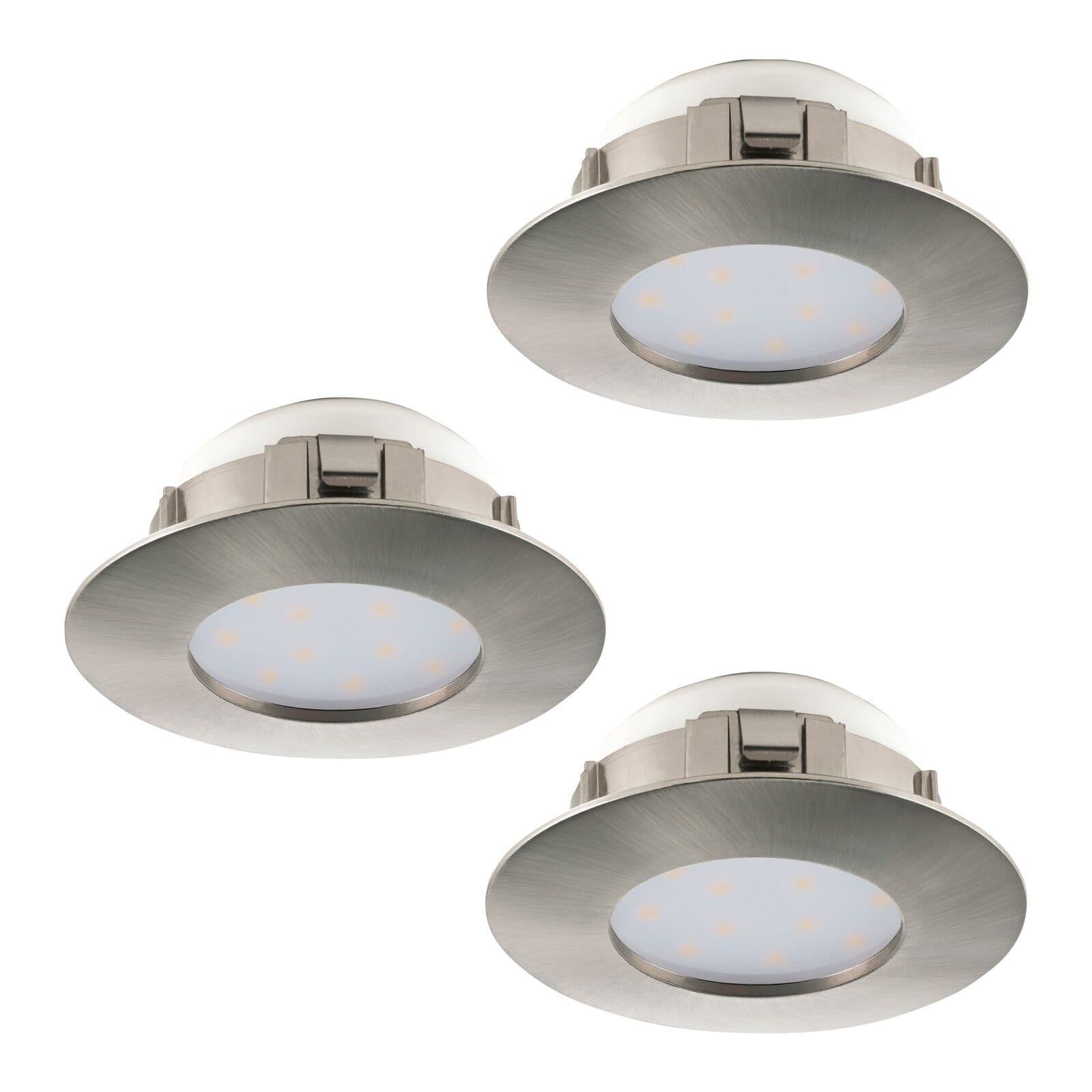 3 PACK Flush Ceiling Downlight Round Satin Nickel Plastic 6W Built LED