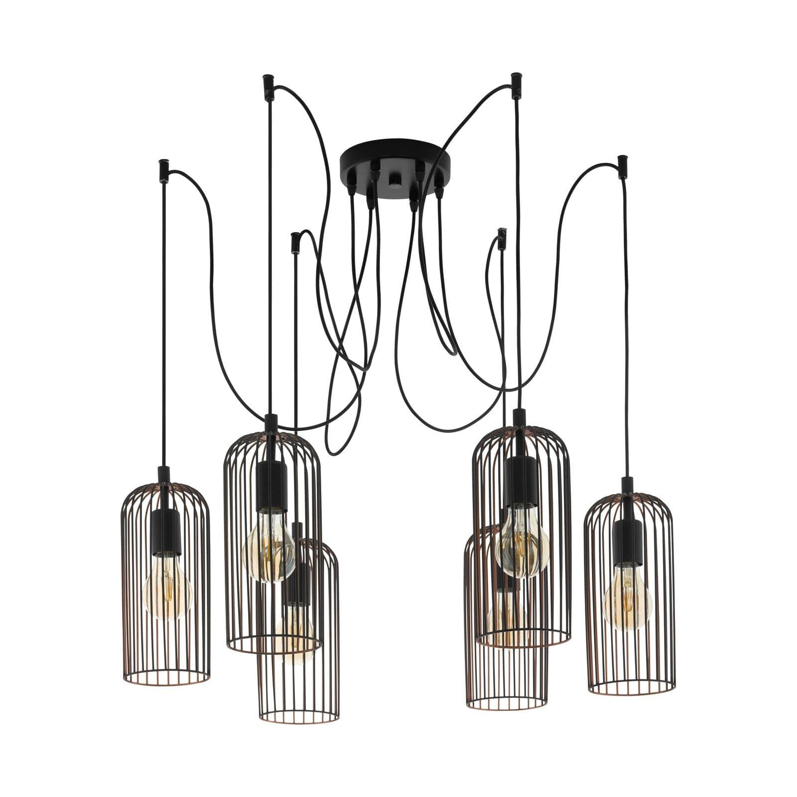 Hanging Ceiling Pendant Light Cage 6x Bulb E27 Adjustable Spider Lamp