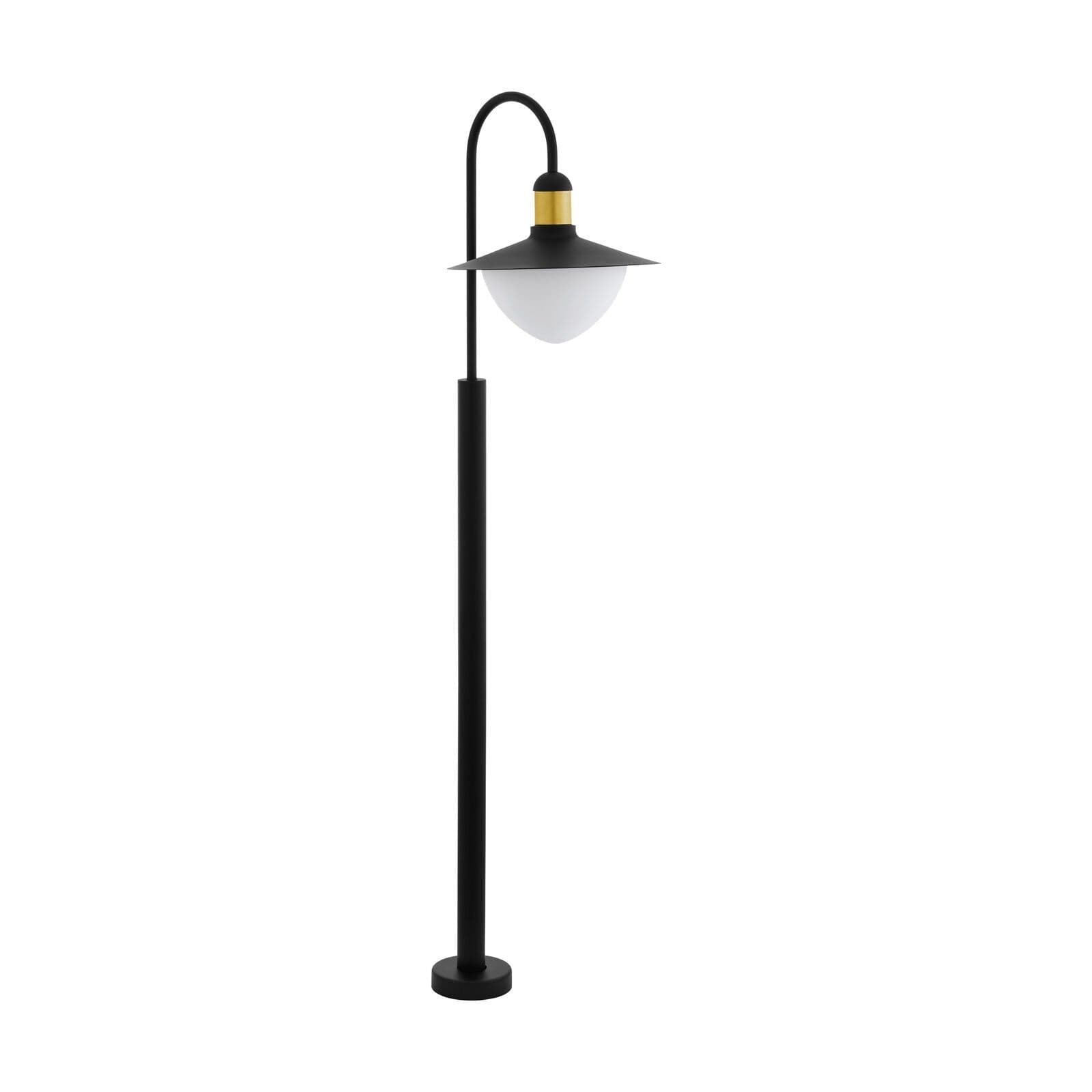 IP44 Outdoor Bollard Light & Gold Curved Arm Post 1 x 60W E27 Bulb