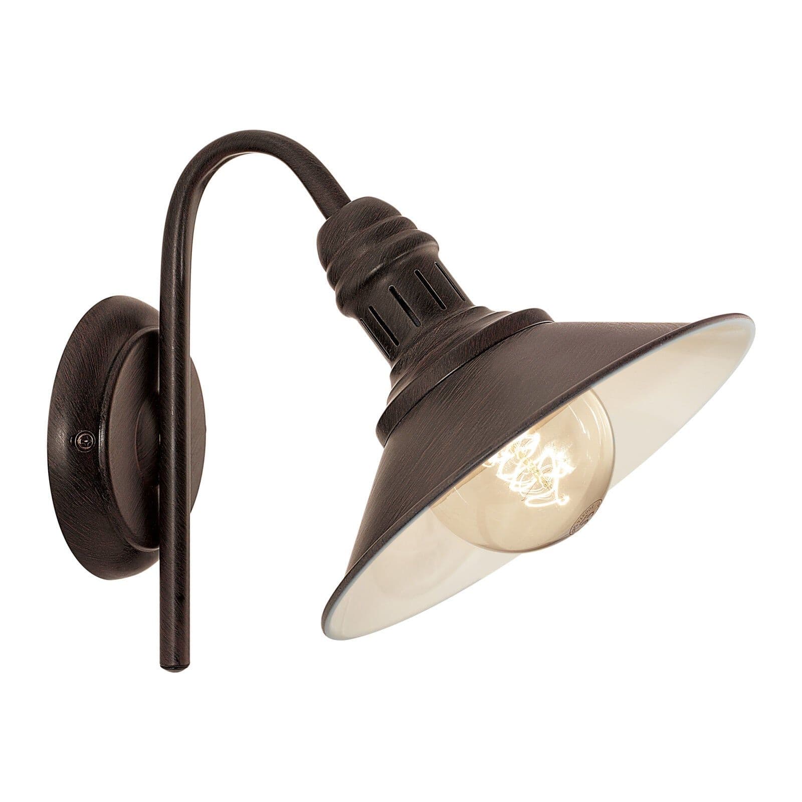LED Wall Light Sconce Antique & Beige Steel Shade 1 x 60W E27 Bulb