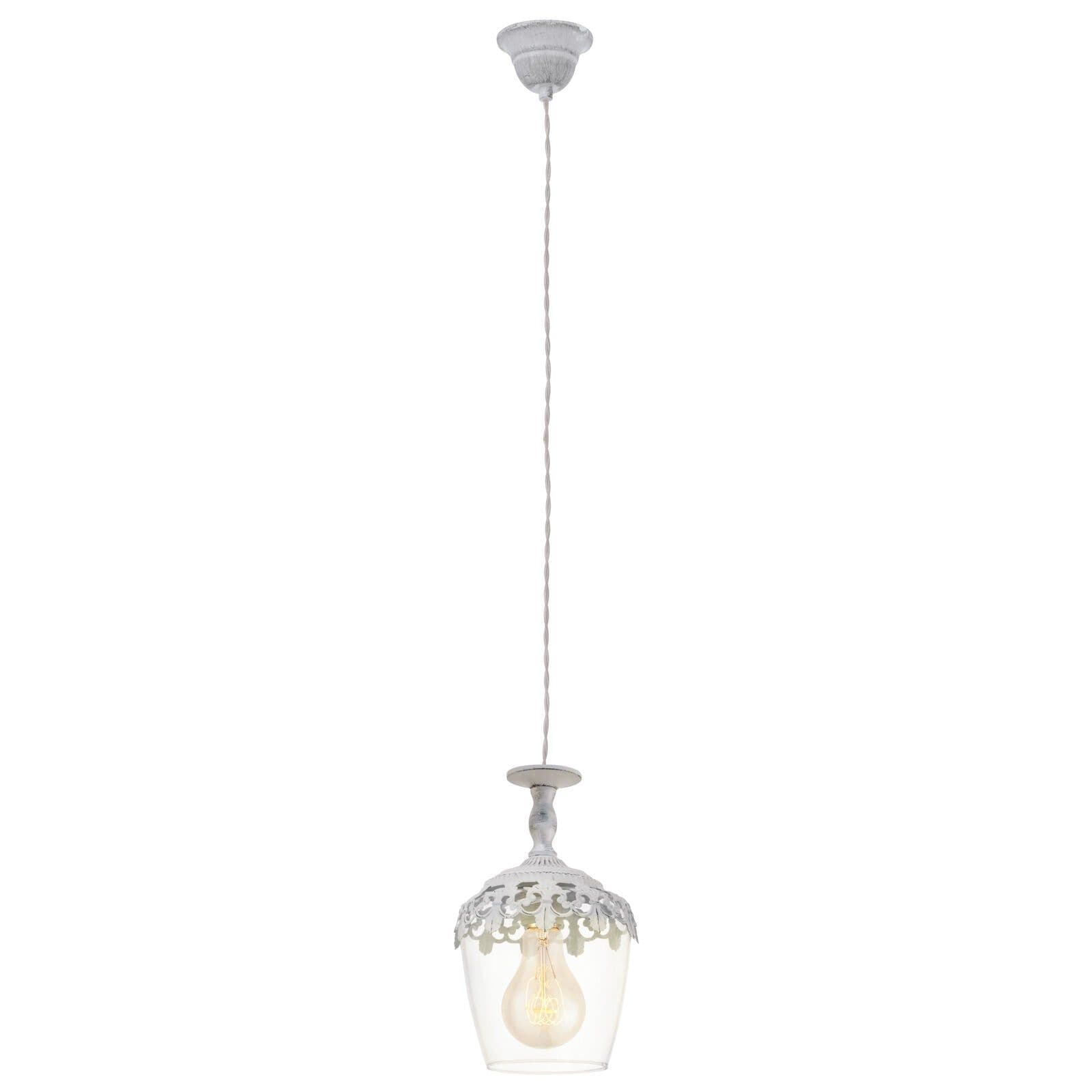 Hanging Ceiling Pendant Light Patina & Glass Shade 1x E27 Feature Lamp