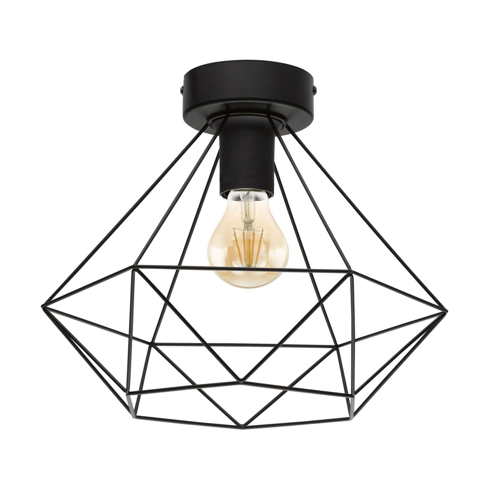 Semi Flush Ceiling Light Steel Geometric Shade 1 x 60W E27 Bulb Feature