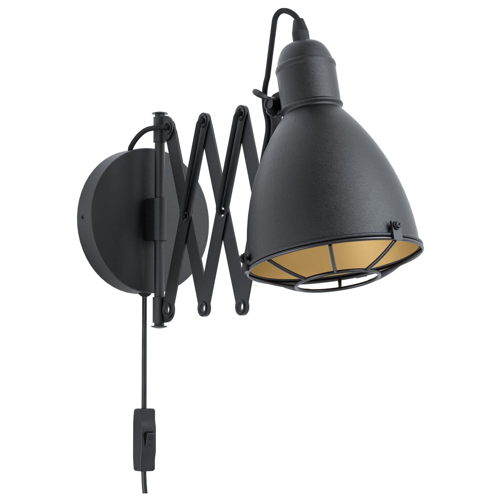 LED Wall Light Sconce & Gold Adjustable Round Shade 1 x 28W E27 Bulb
