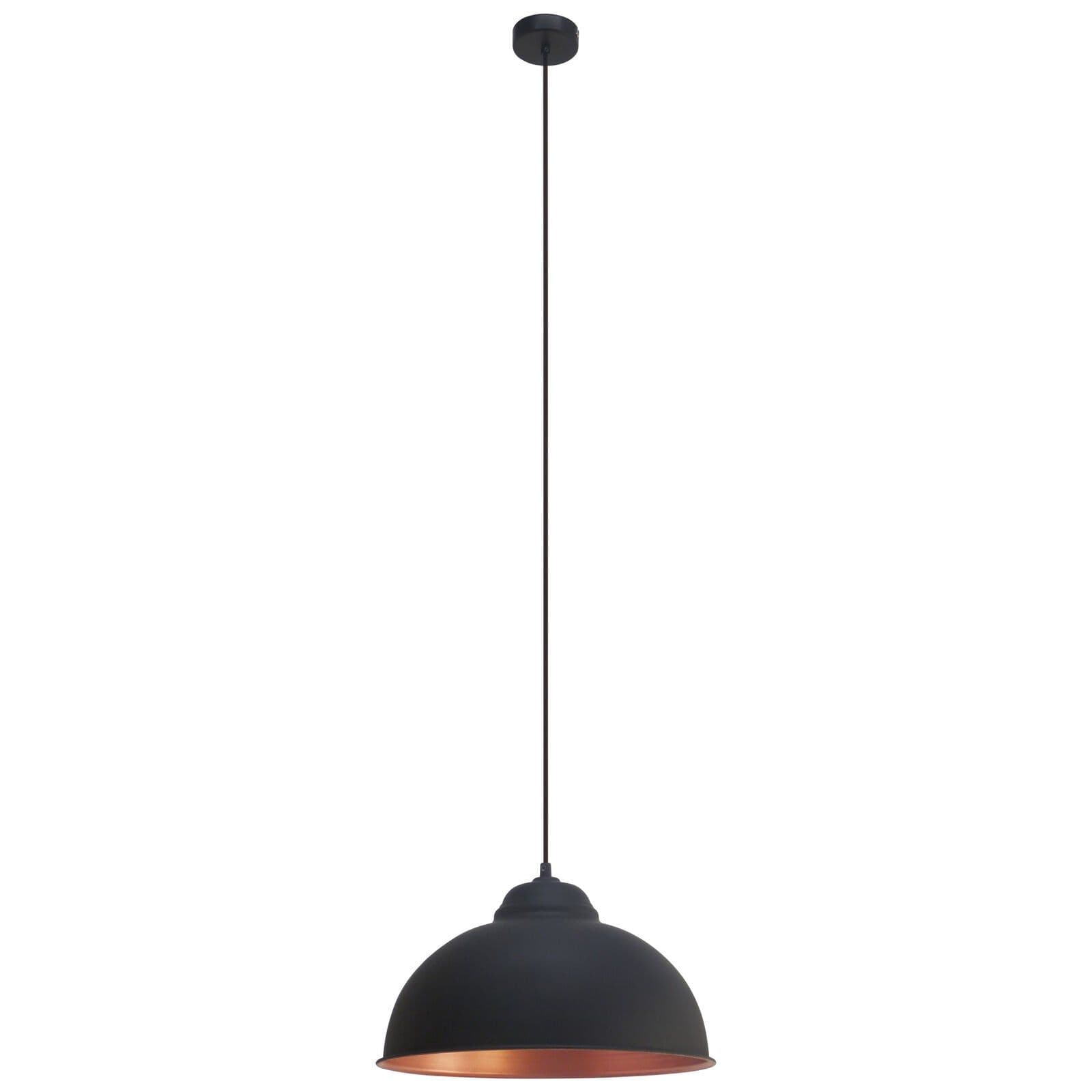 Hanging Ceiling Pendant Light & Copper Dome Bowl Shade 1 x 60W E27 Bulb