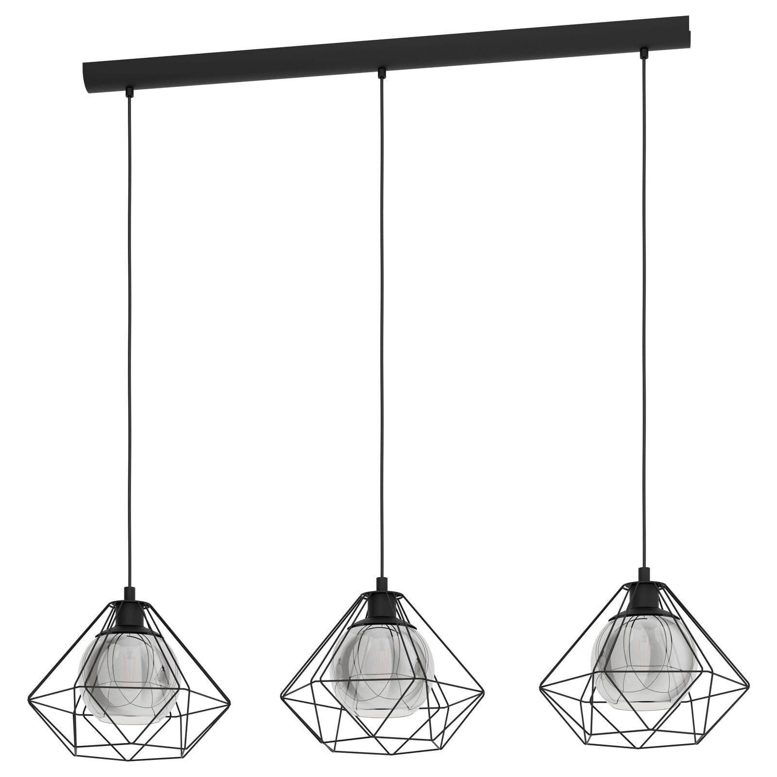 Hanging Ceiling Pendant Light Geometric & Glass 3x E27 Kitchen Island