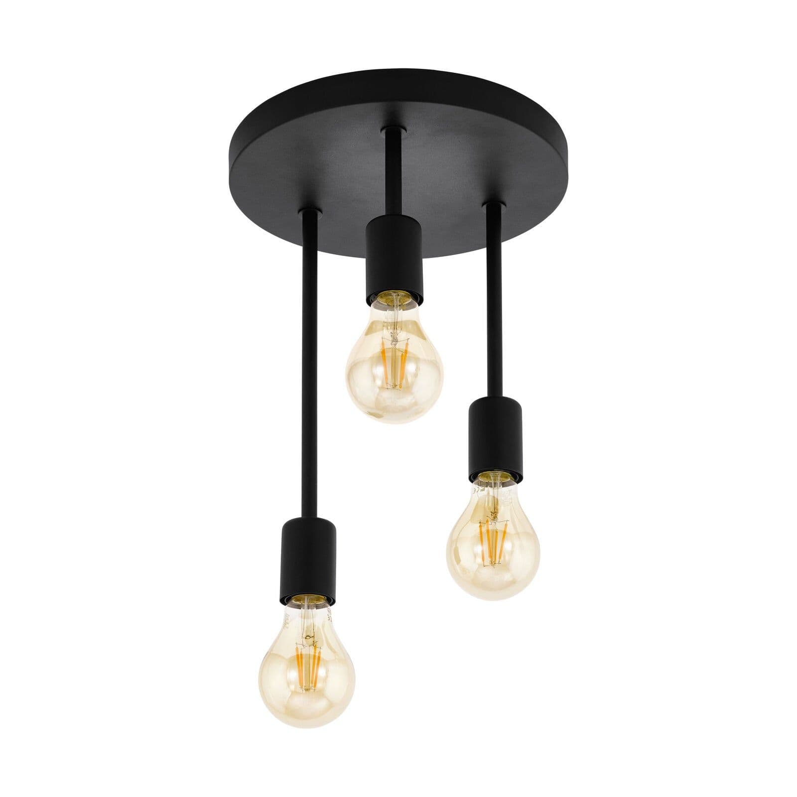 Semi Flush Ceiling Light Steel Modern 3 Arm Feature 60W E27 Bulb