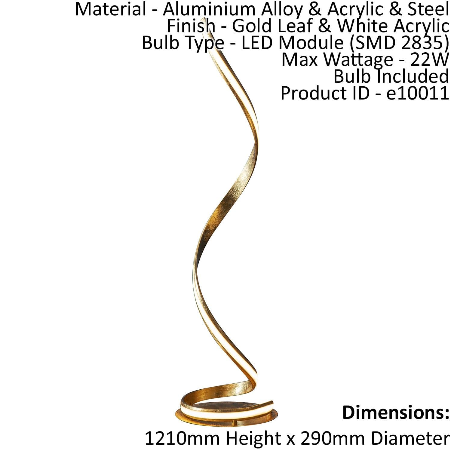 Floor Lamp Light Gold Leaf & Acrylic 22W LED module Bulb Included