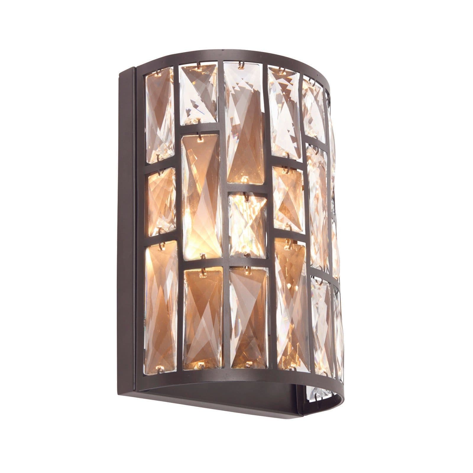 Wall Light Dark Paint & Clear Crystal 40W E14 candle Dimmable