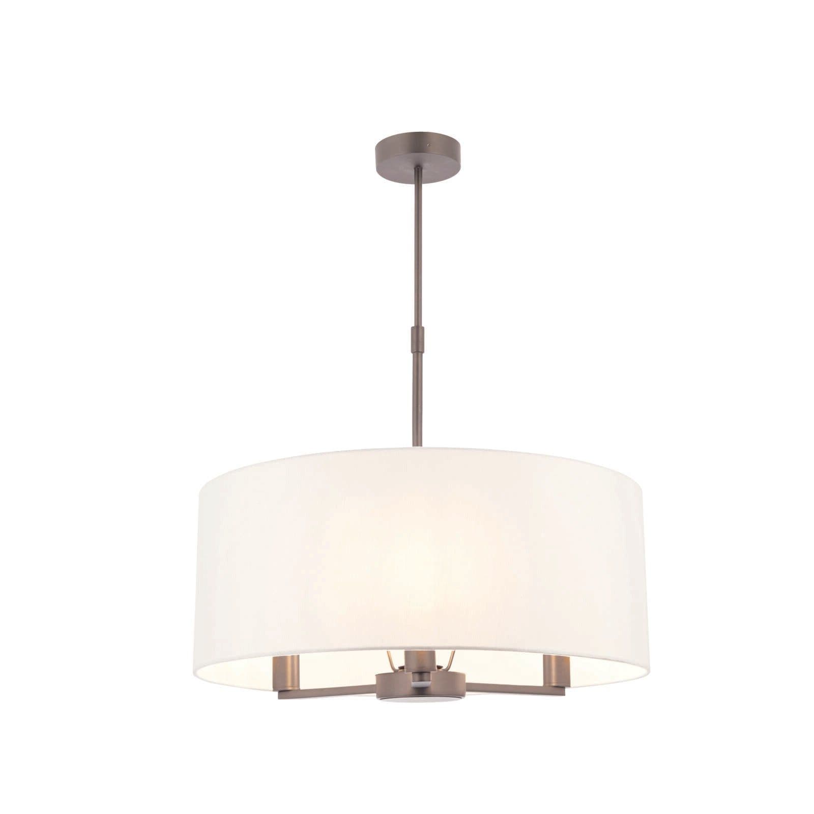 Ceiling Pendant Light Matt Nickel & Vintage Fabric 3 x 40W E14 e10094