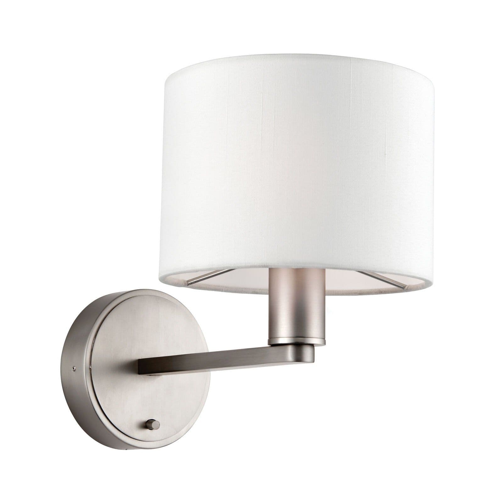 Wall Light Matt Nickel Plate & Vintage Fabric 40W E14 Dimmable