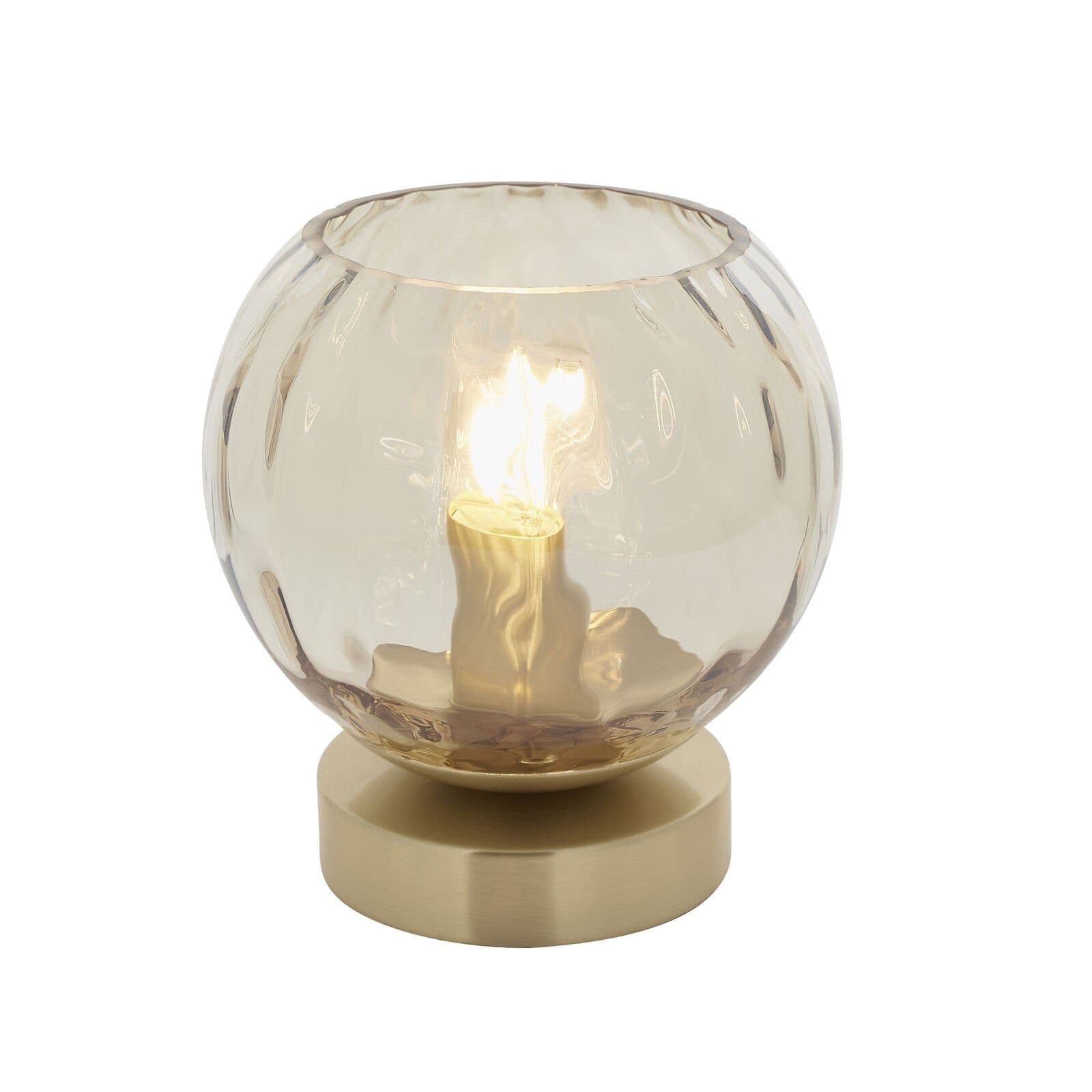 Table Lamp Satin Brass Plate & Champagne Lustre Glass 25W E14 golf