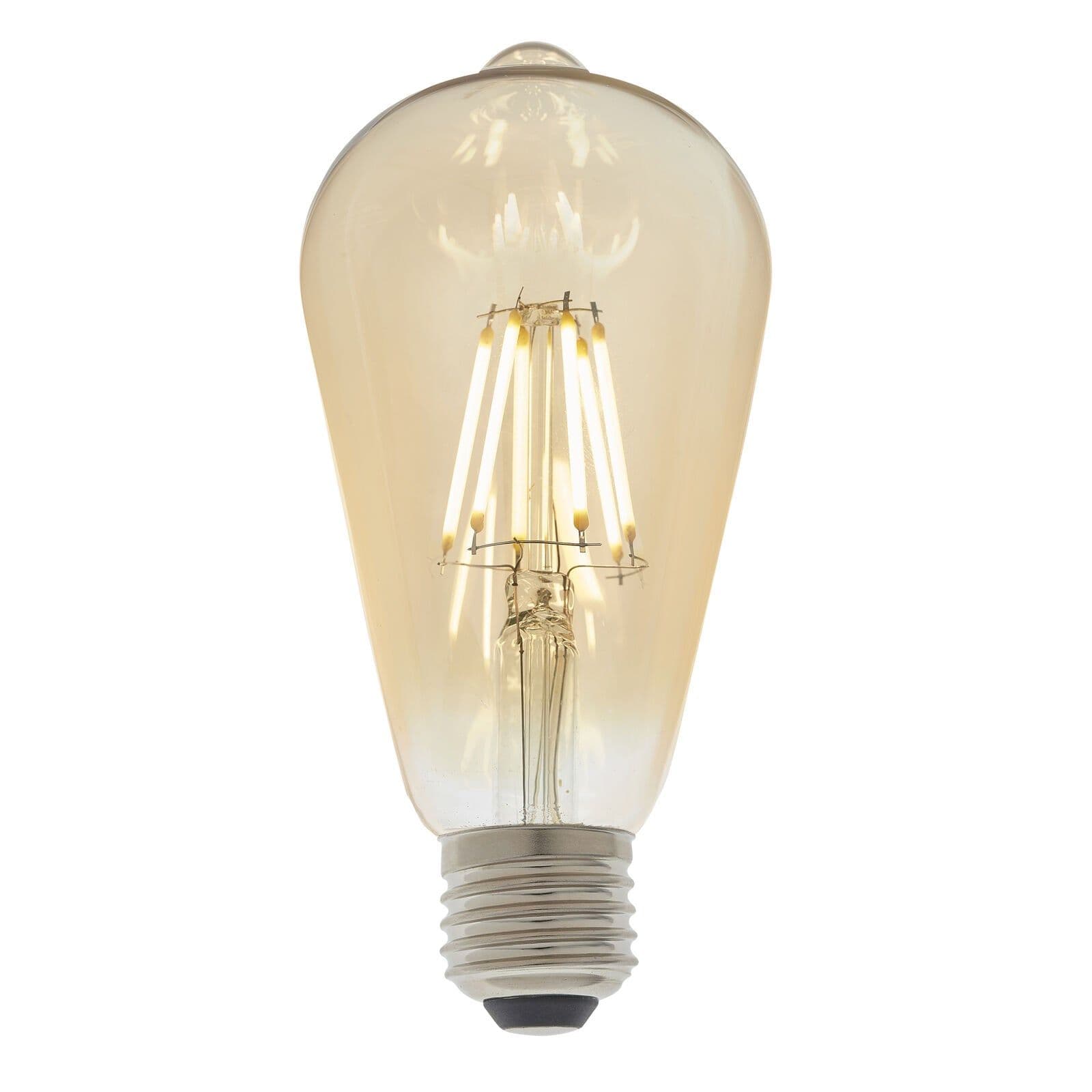 Vintage Style LED Filament Bulb Pear Shaped E27 Lamp Amber Tinted Glass