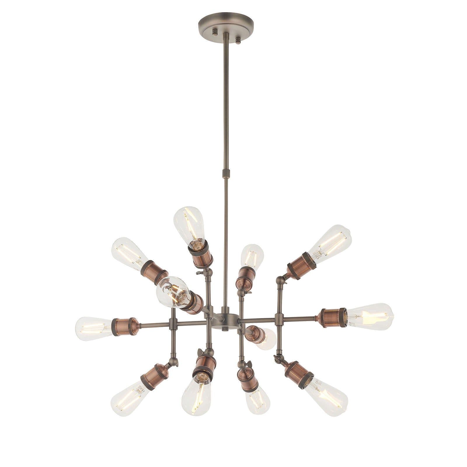 Ceiling Pendant Light Aged & Aged Pewter Plate 12 x 40W E27