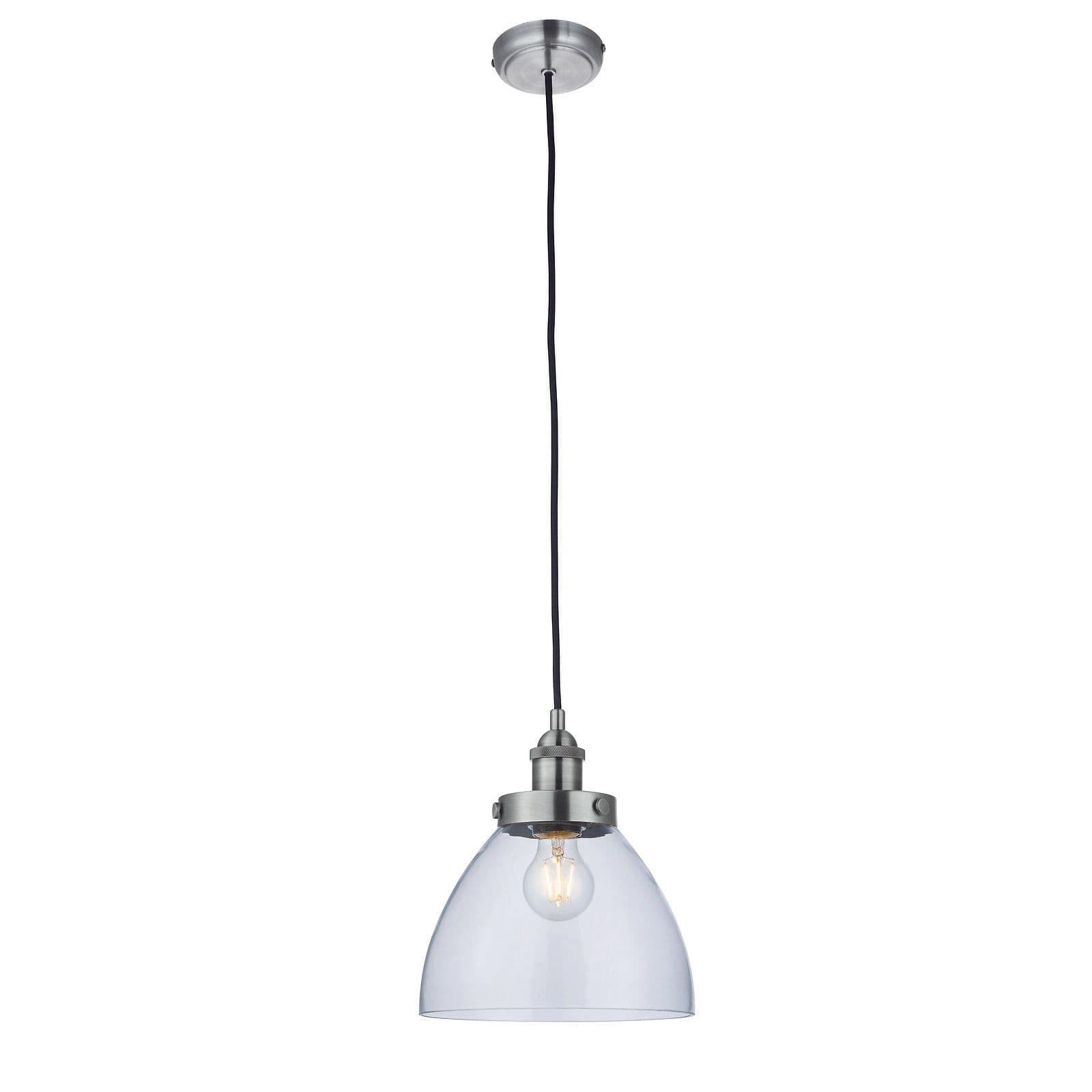Ceiling Pendant Light Brushed Paint & Clear Glass 40W E27 Dimmable