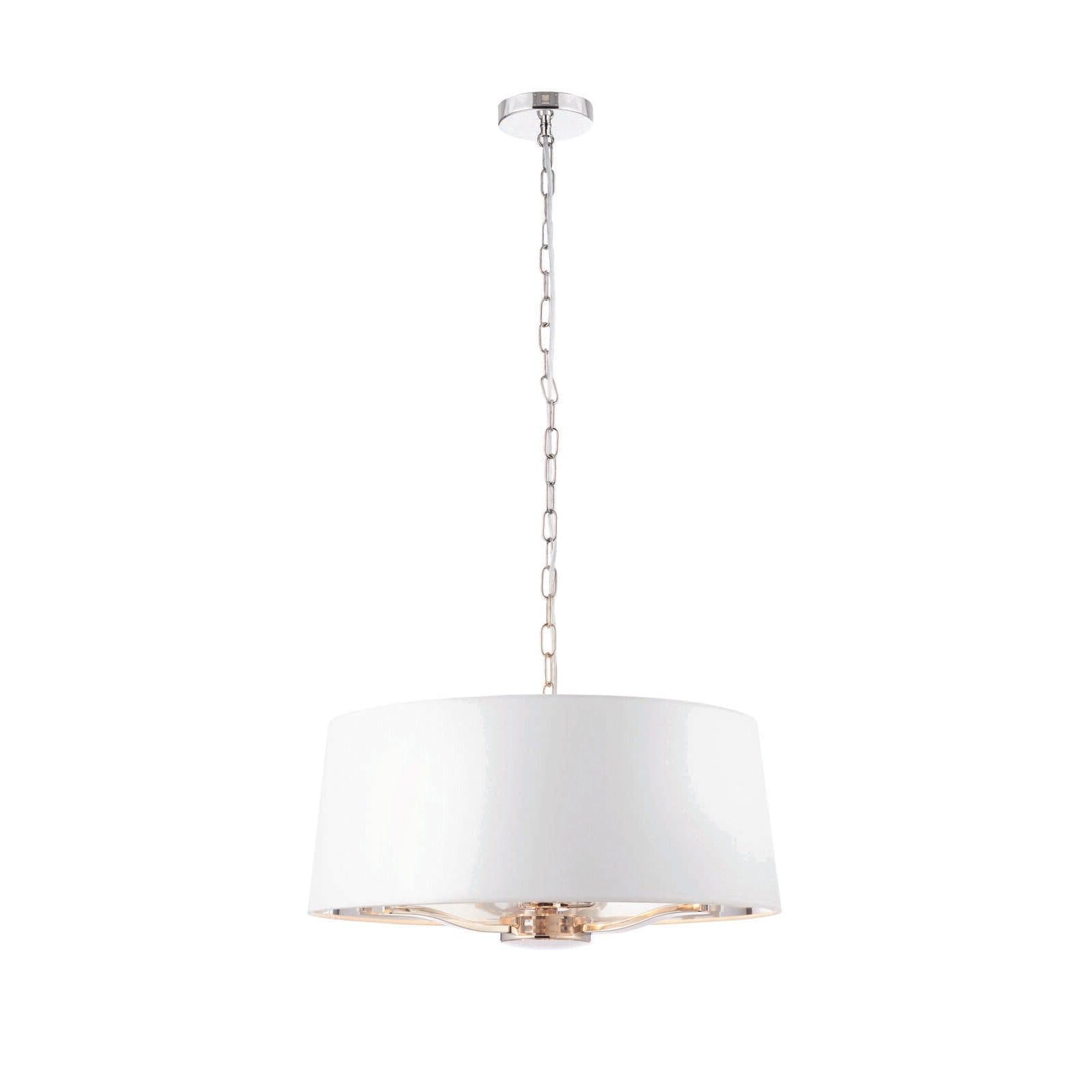 Ceiling Pendant Light Bright Nickel & Vintage White Fabric 3x 40W E14 e10196