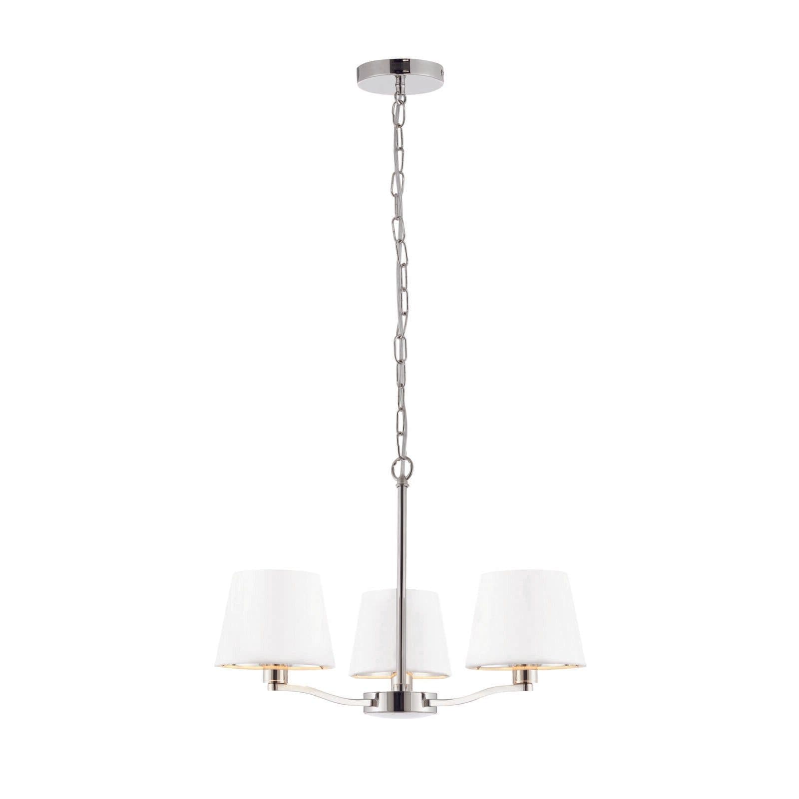 Ceiling Pendant Light Bright Nickel & Vintage Fabric 3x 40W E14 e10197