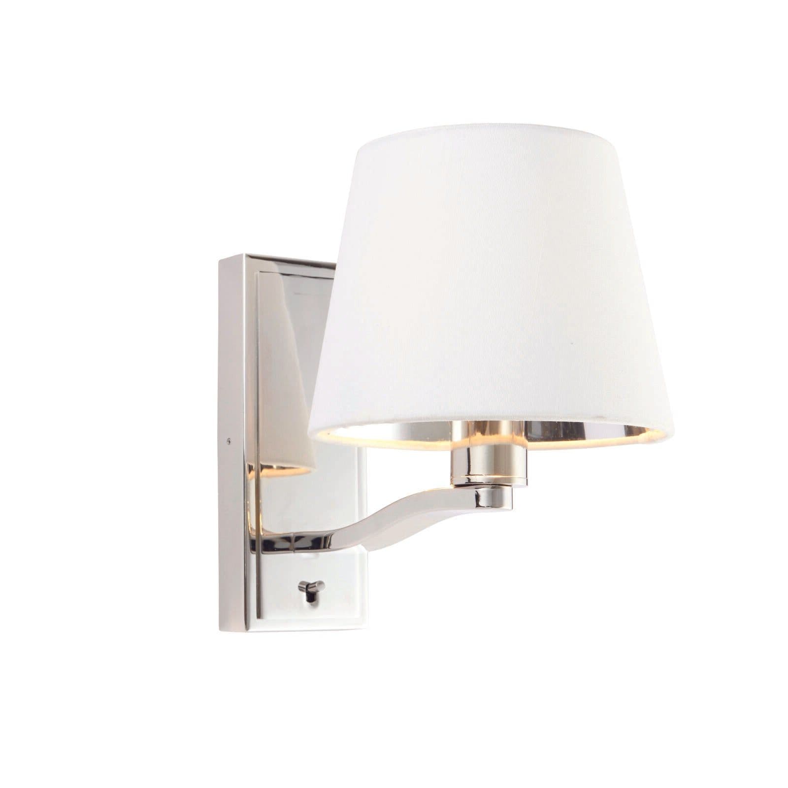 Wall Light Bright Nickel Plate & Vintage Fabric 40W E14 Dimmable