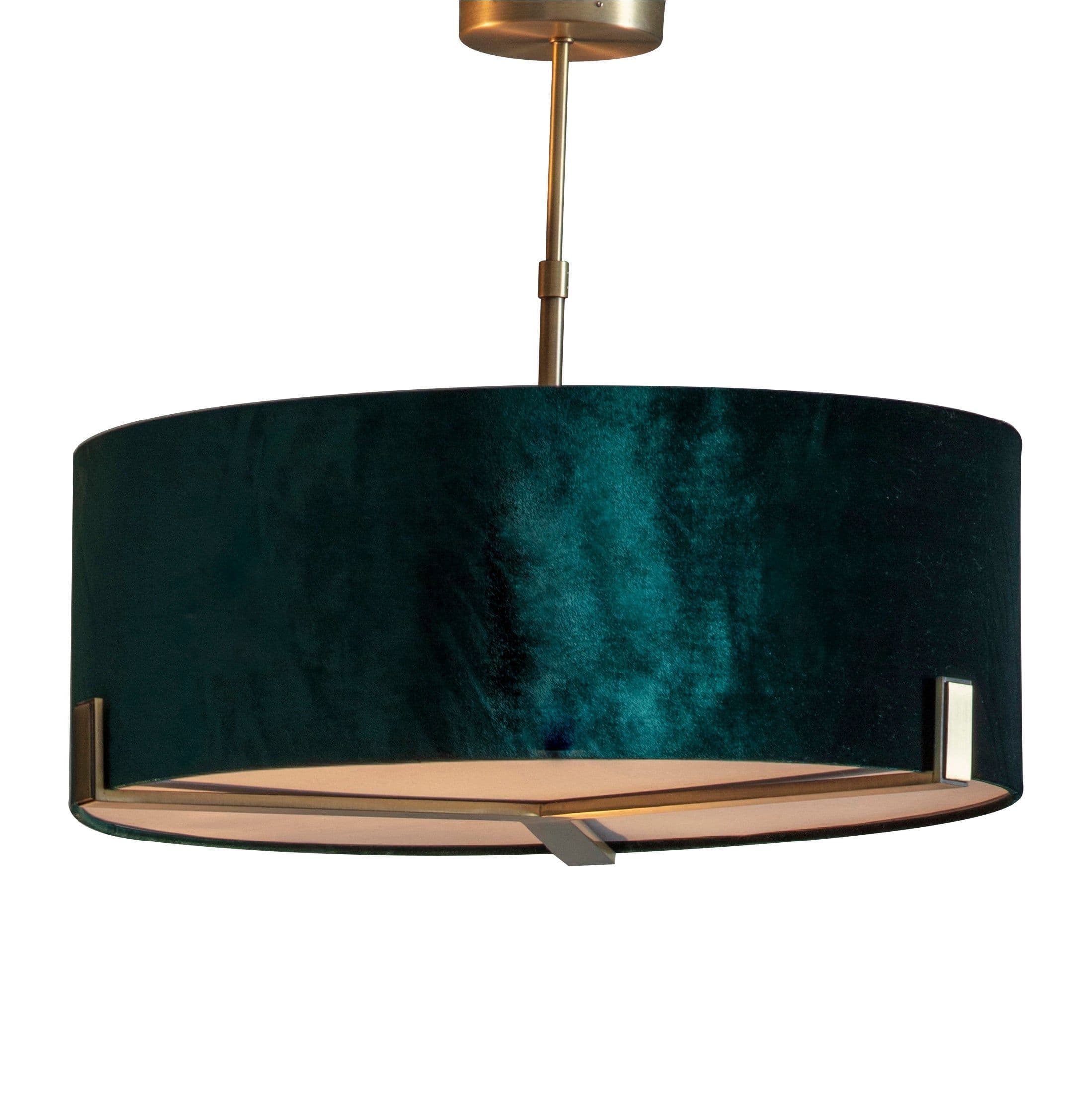 Ceiling Pendant Light Matt Antique Brass & Velvet 3 x 10W LED E27