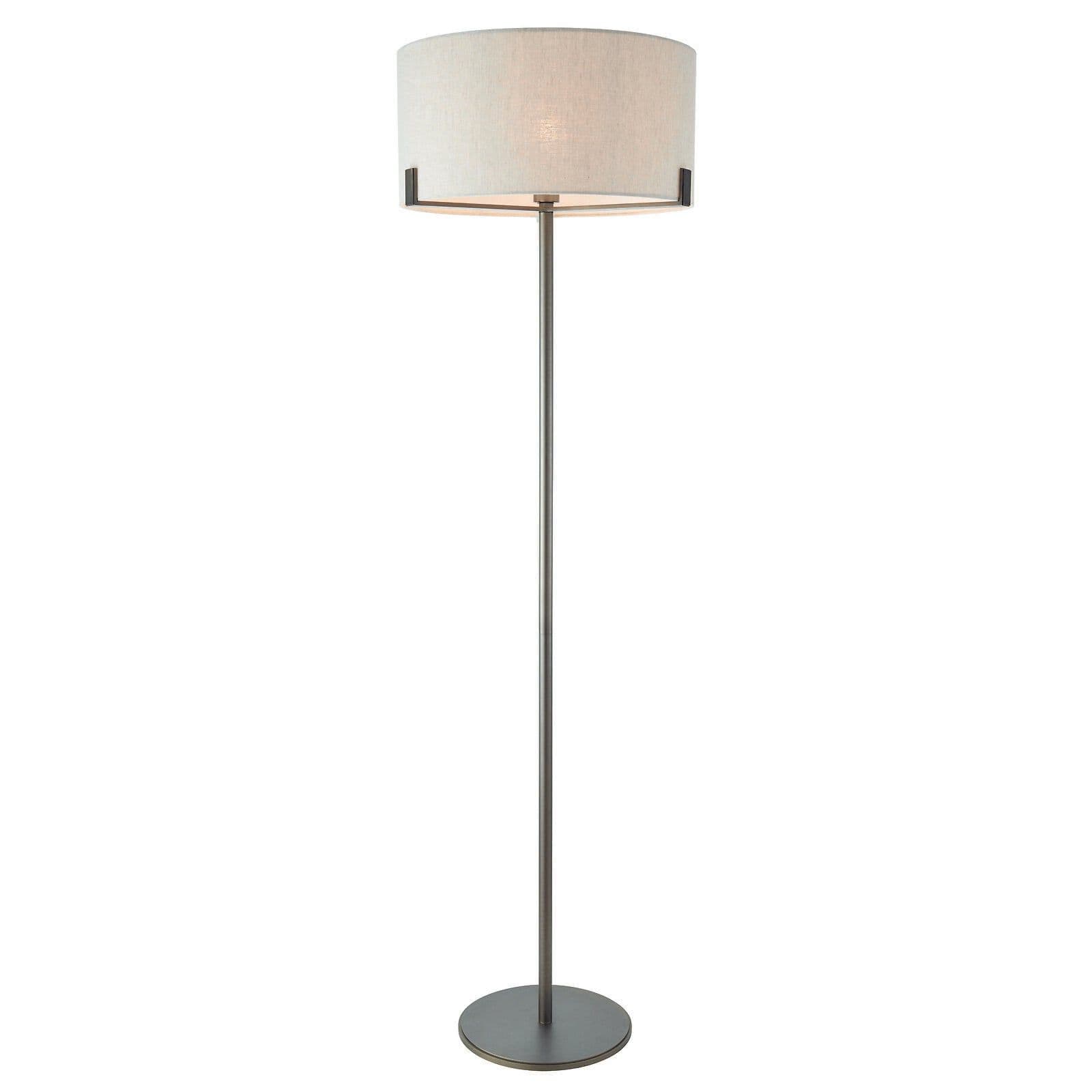 Floor Lamp Light Brushed & Natural Linen 60W E27 Base & Shade