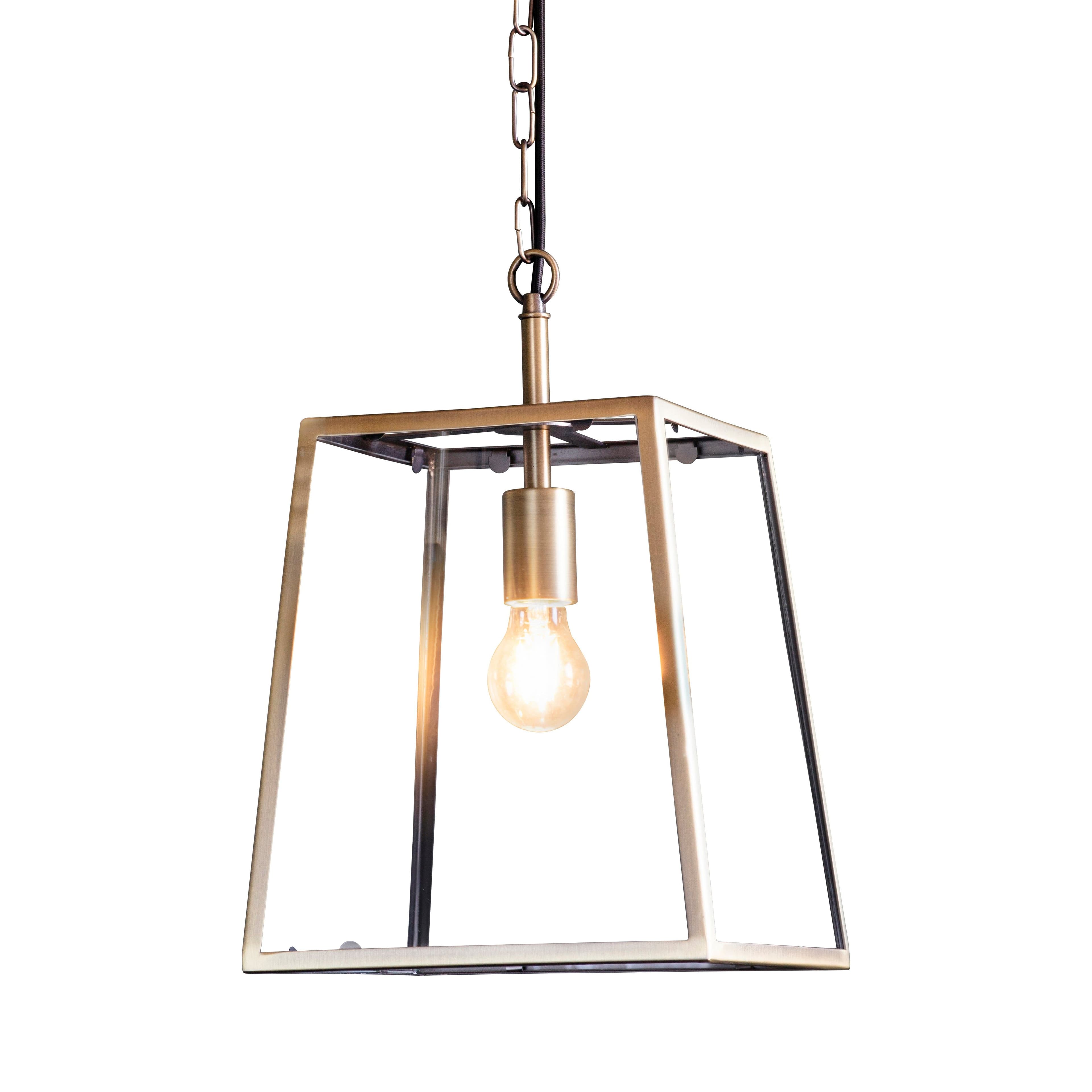 Ceiling Pendant Light Matt Antique Brass & Glass 10W LED E27 e10265