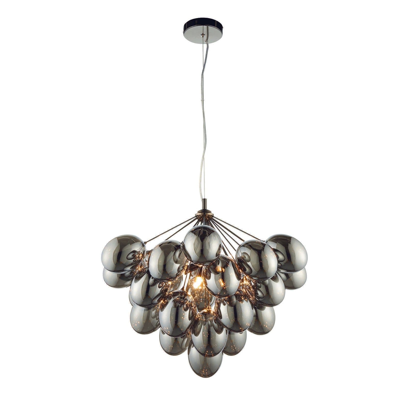 Ceiling Pendant Light Chrome Plate & Smoked Mirror Glass 6 x 28W G9