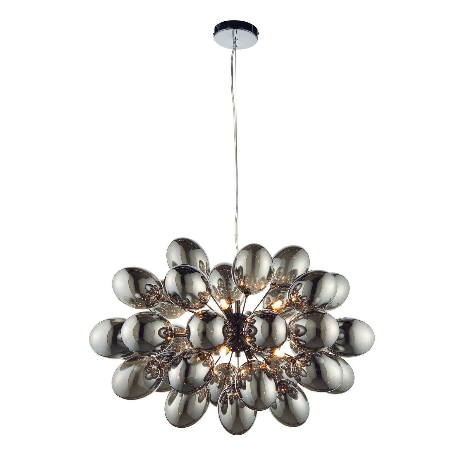 Ceiling Pendant Light Chrome Plate & Smoked Mirror Glass 8 x 28W G9