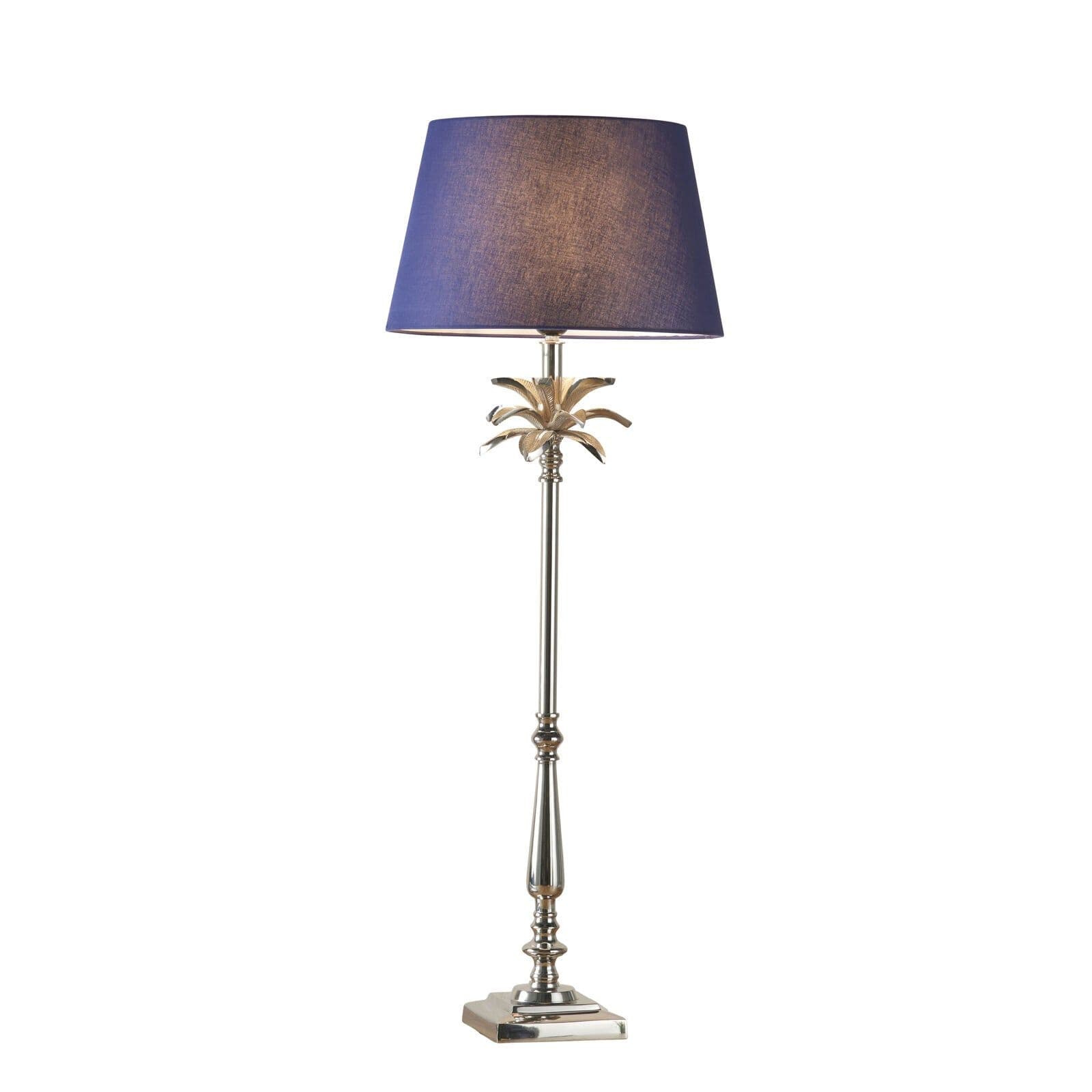 Table Lamp Polished Nickel Plate & Cotton 60W E27 GLS Base & Shade