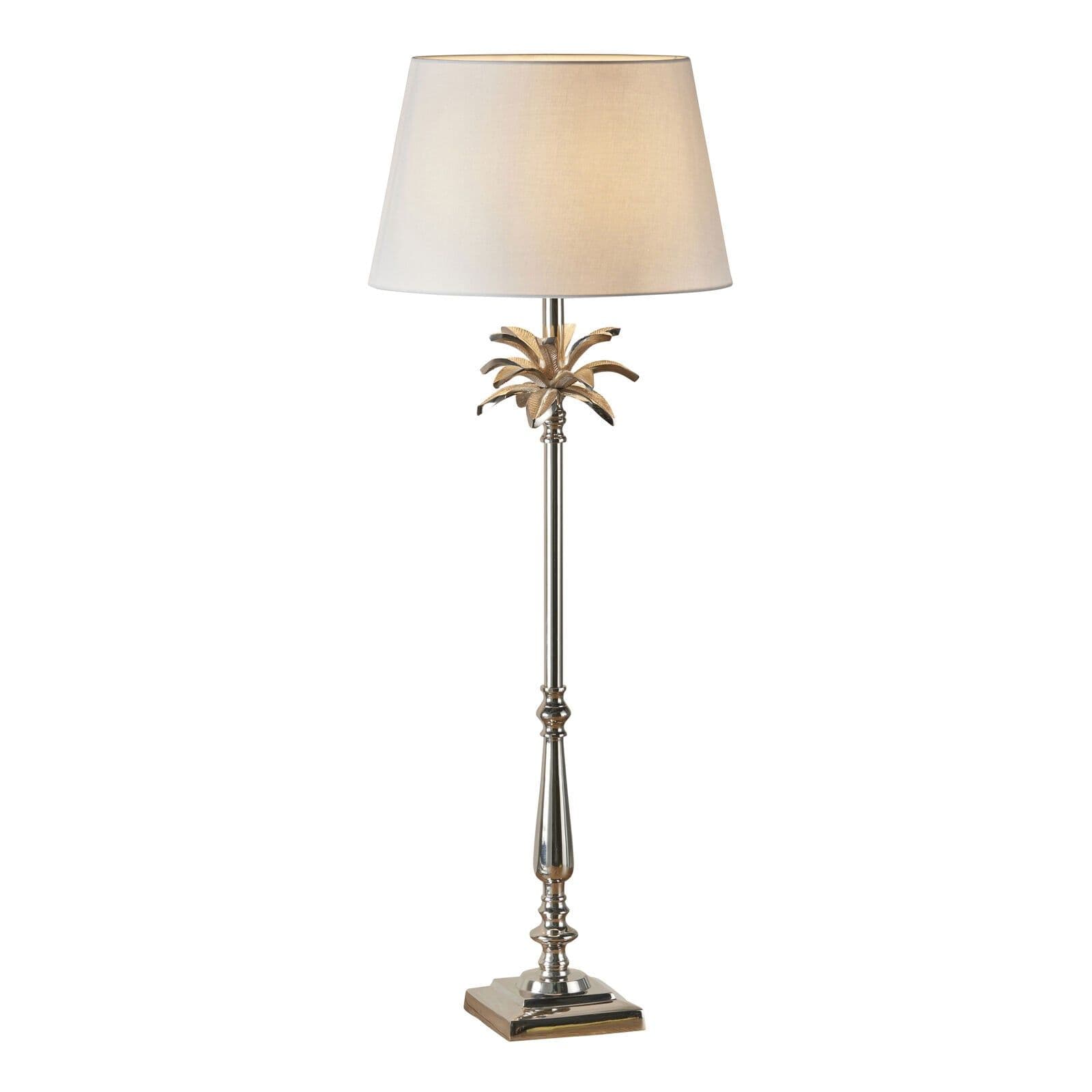 Table Lamp Polished Nickel Plate & Pale Cotton 60W E27 Bedside Light