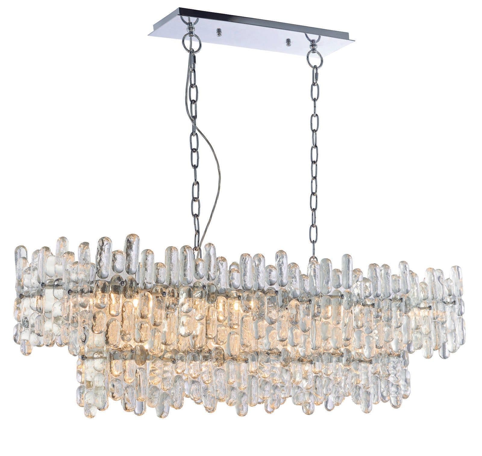 Ceiling Pendant Light Chrome Plate & Glass 12 x 40W E14 Dimmable