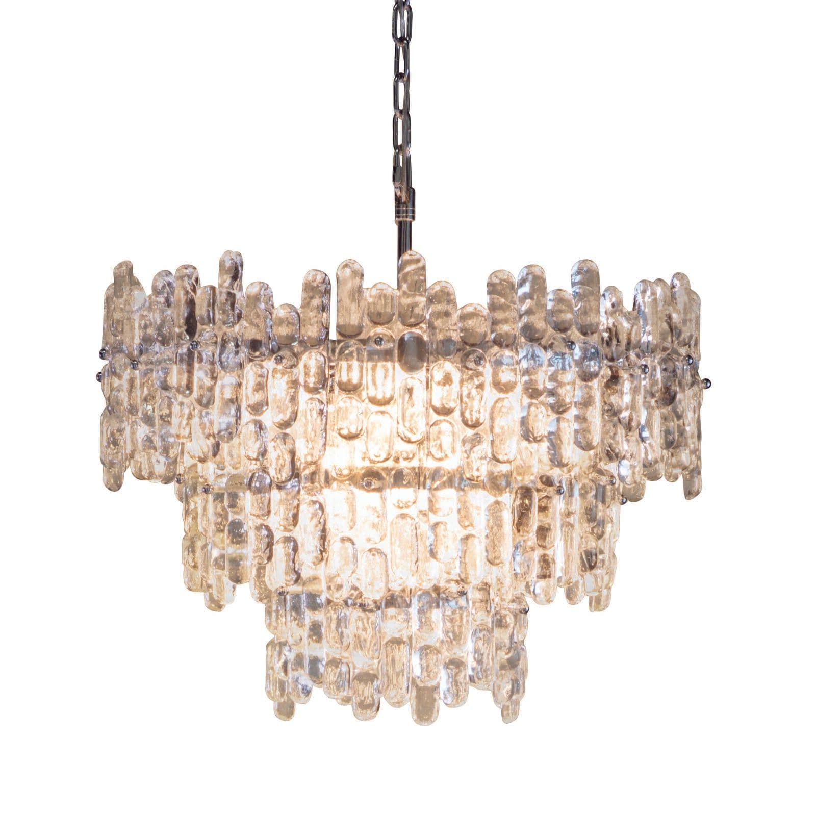 Ceiling Pendant Light Chrome Plate & Glass 9 x 40W E14 Dimmable