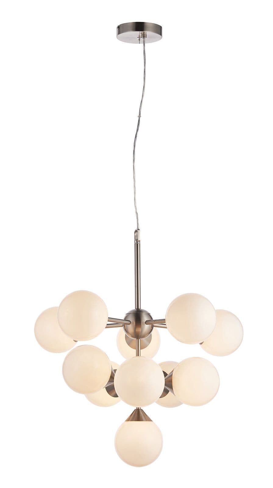 Ceiling Pendant Light Satin Nickel Plate & Gloss Glass 11 x 18W G9