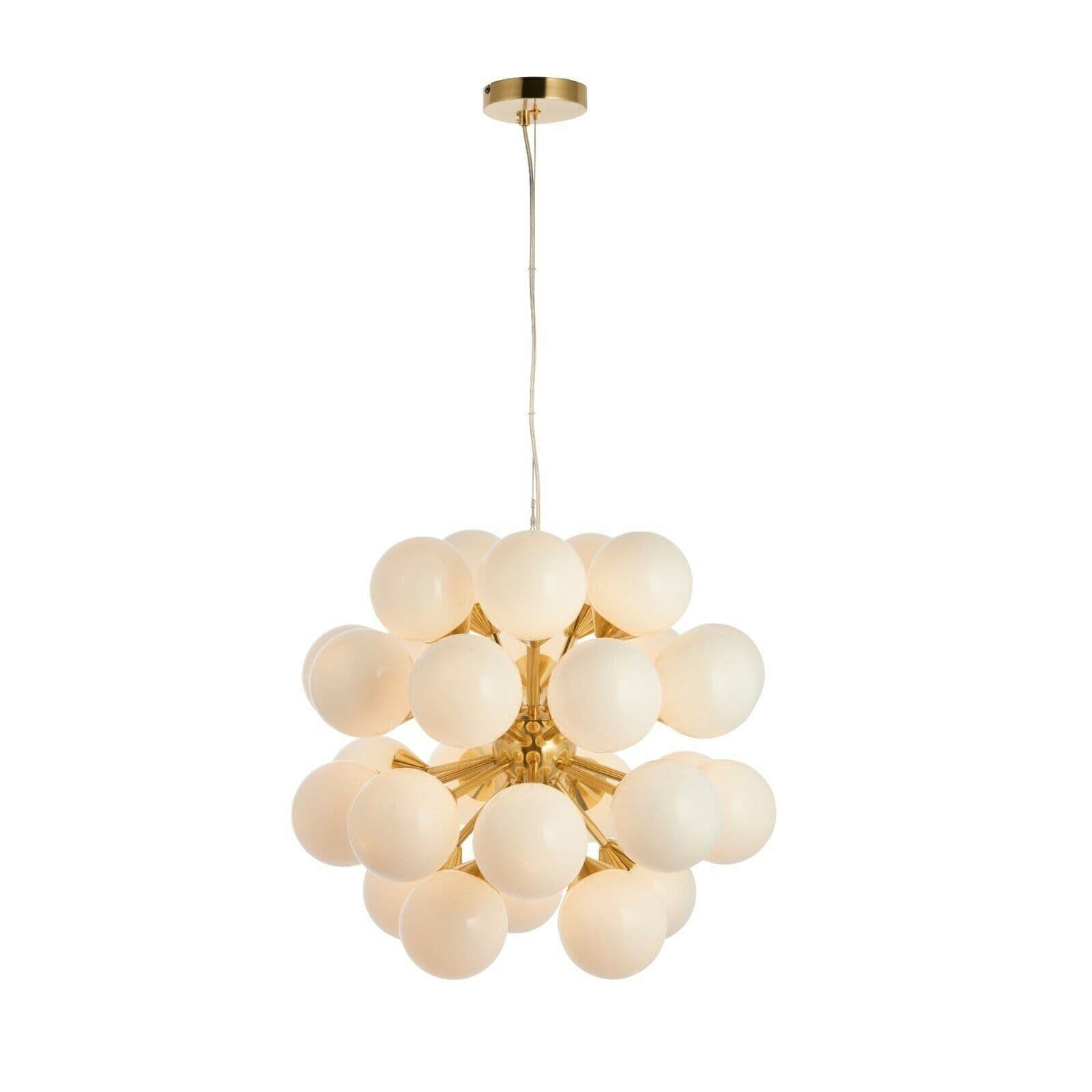 Ceiling Pendant Light Satin Brass Plate & Gloss Glass 28 x 18W G9