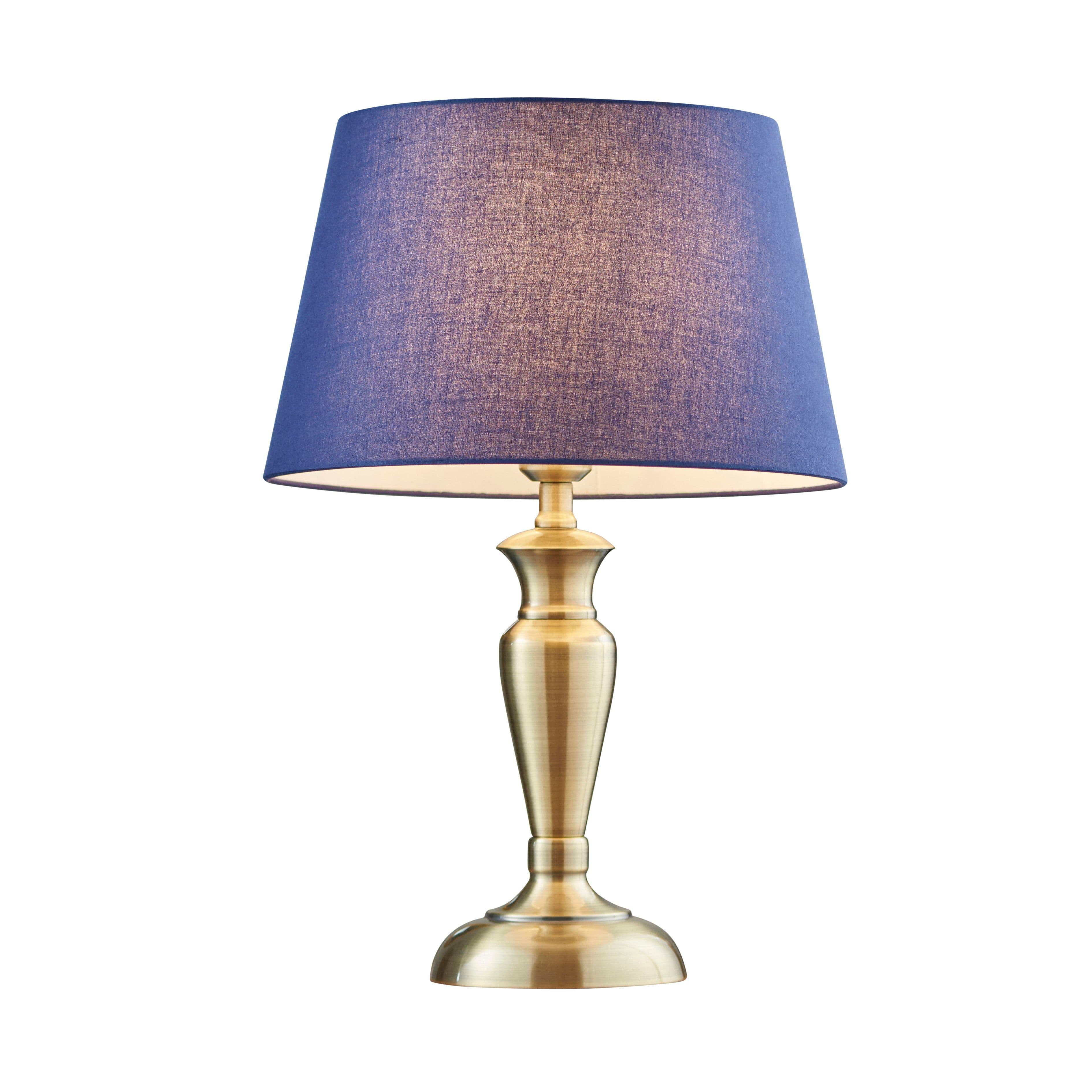 Table Lamp Antique Brass Plate & Cotton 60W E27 Base & Shade e10349